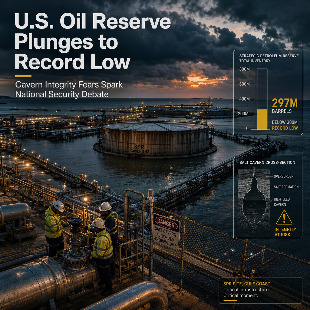 U.S. Strategic Petroleum Reserve Drops Below 300 Million Barrels, Sparking Cavern Integrity Concerns