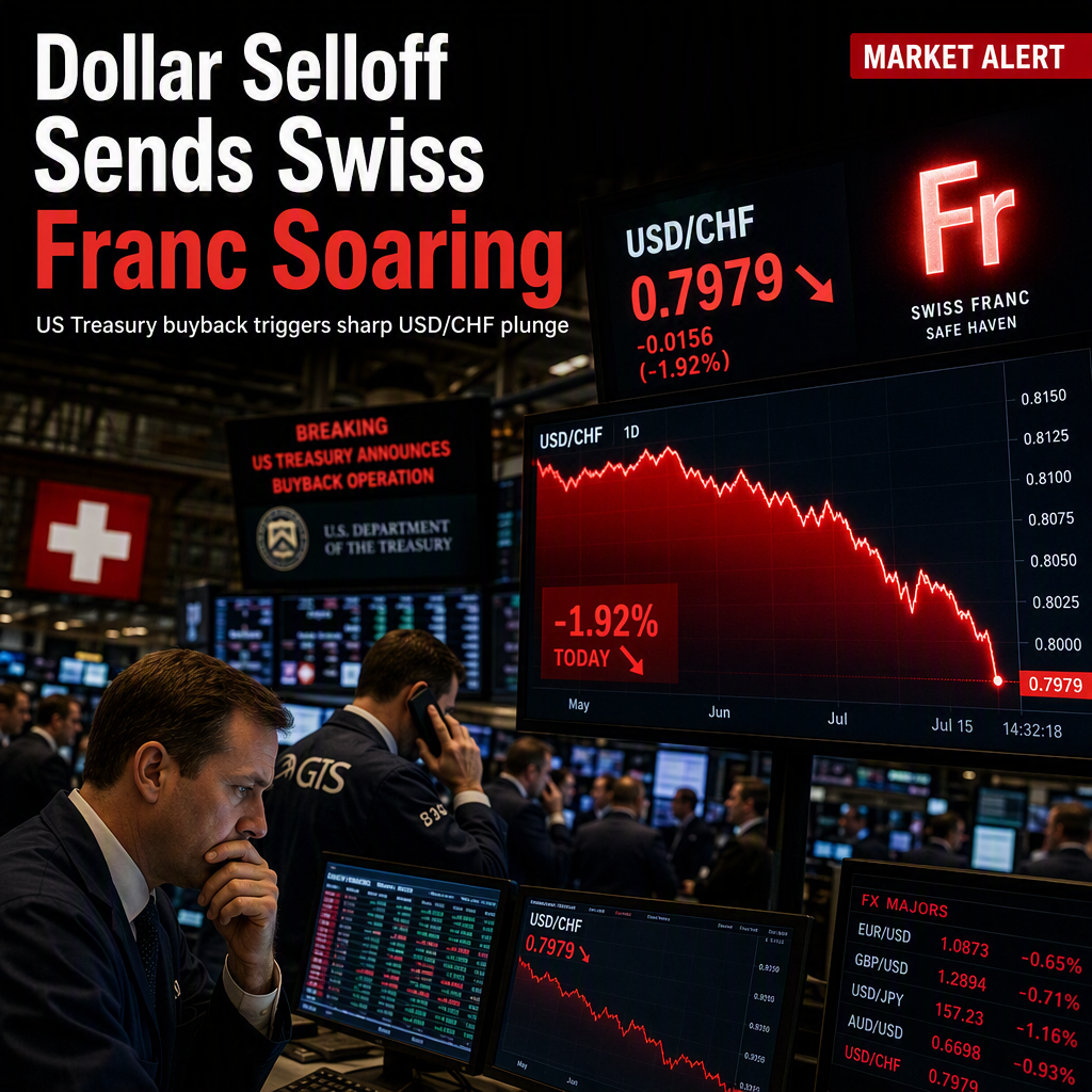 USD/CHF Plunges Nearly 2% as US Treasury Buyback Sparks Dollar Selloff