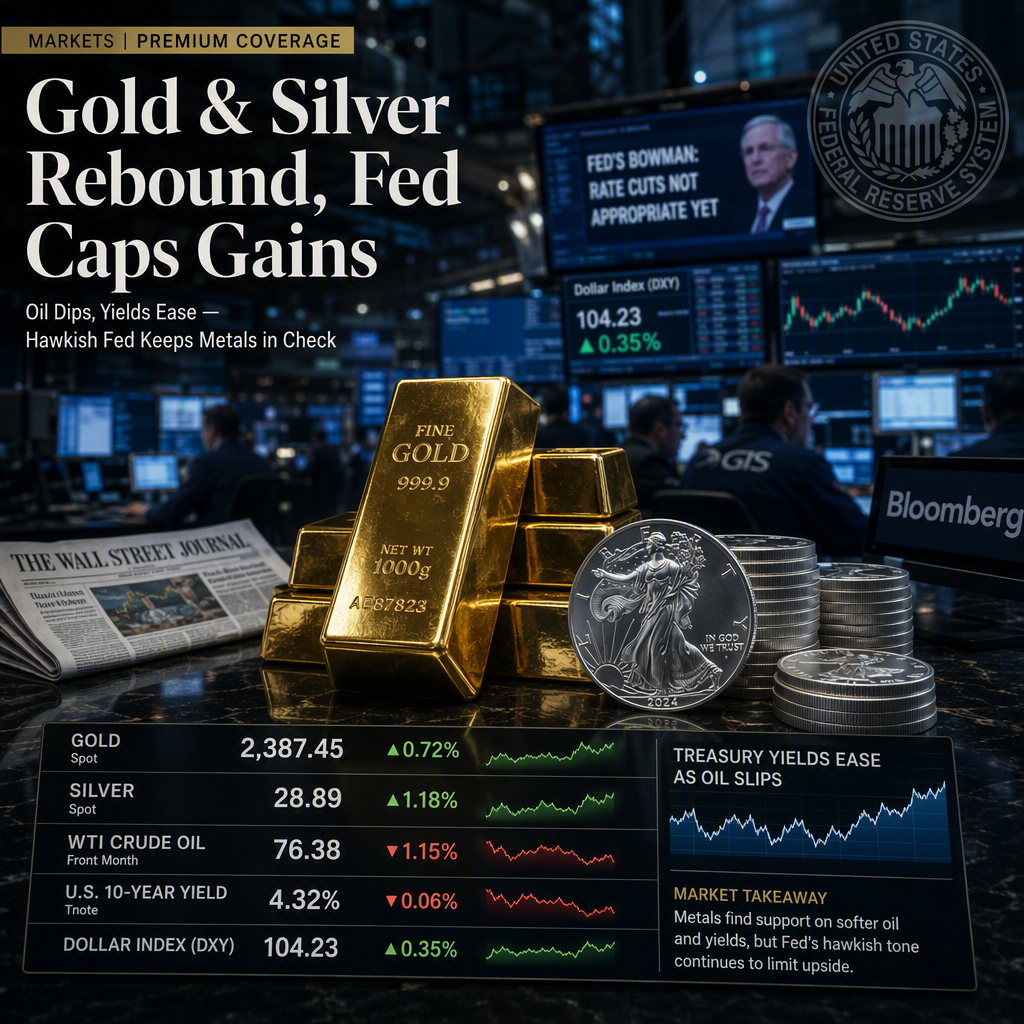 Gold and Silver Rebound as Oil Eases, but Fed's Hawkish Stance Limits Gains
