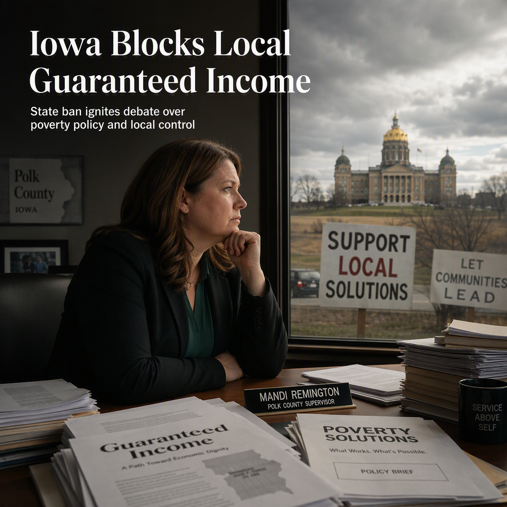 Iowa Bans Local Guaranteed Income Programs, Sparking Criticism from County Officials