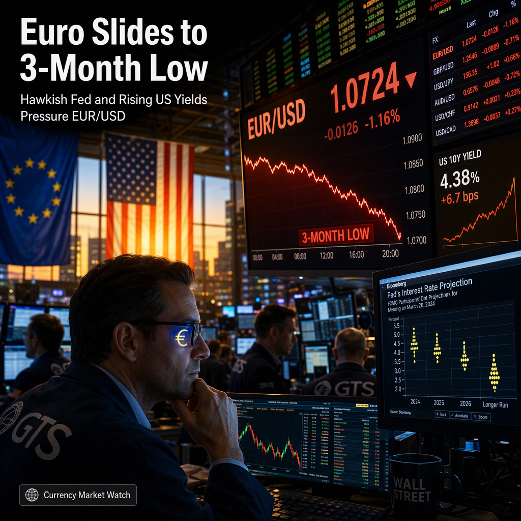 Euro Hits Three-Month Low as Hawkish Fed Outlook and Rising US Yields Pressure EUR/USD