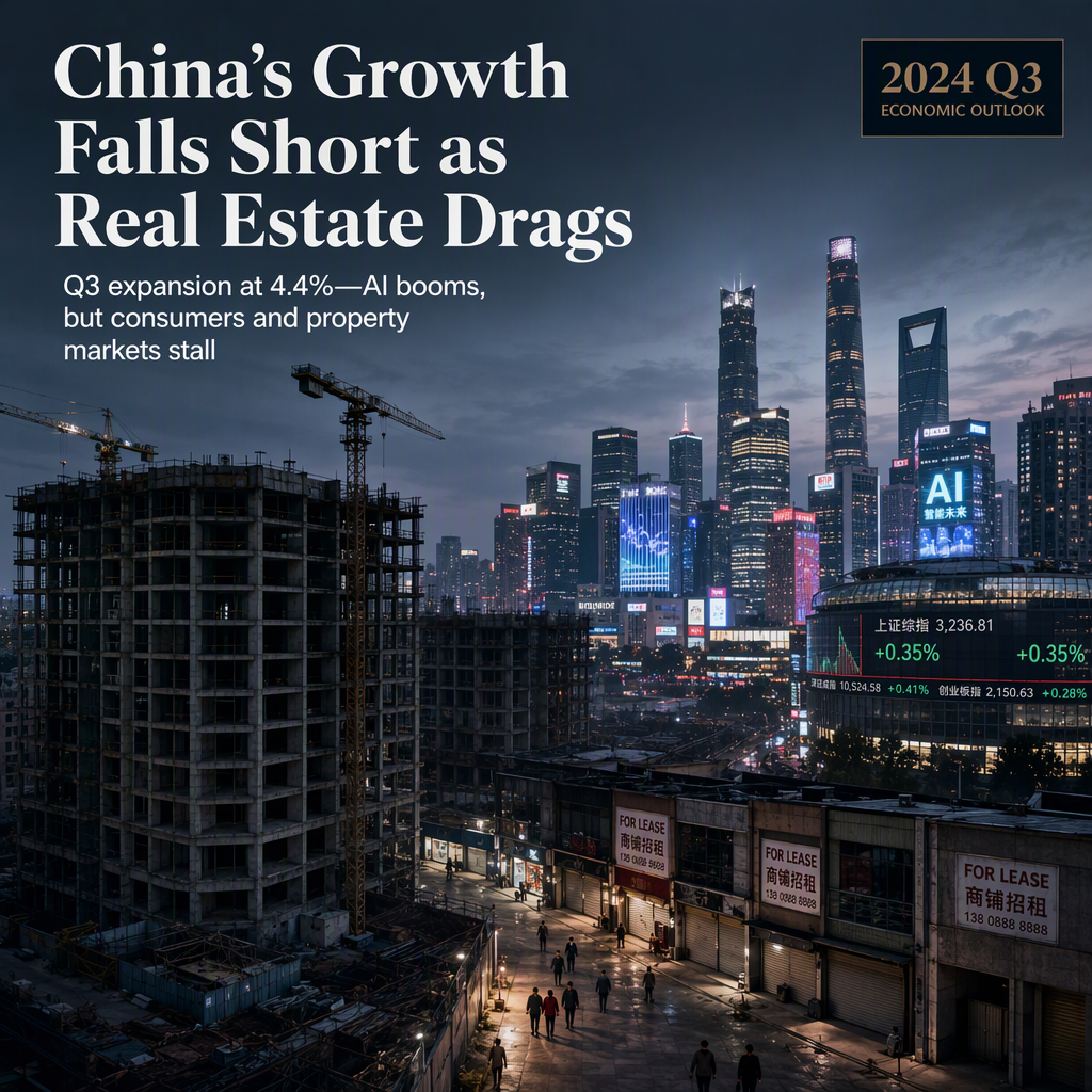 China's Q3 Growth Misses Target at 4.4% Amid Real Estate Slump and Tepid Consumer Spending