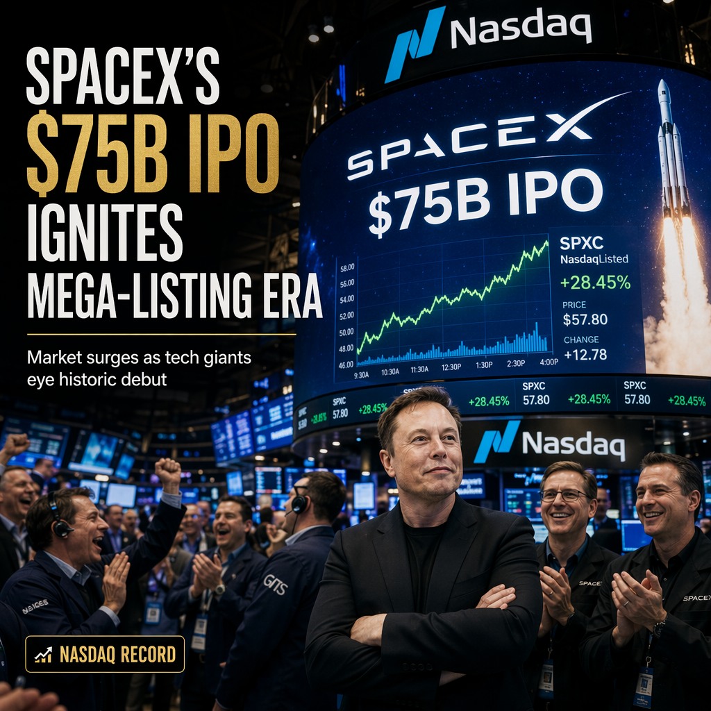 SpaceX Sets Record with $75 Billion Nasdaq IPO, Igniting Mega-Listing Era