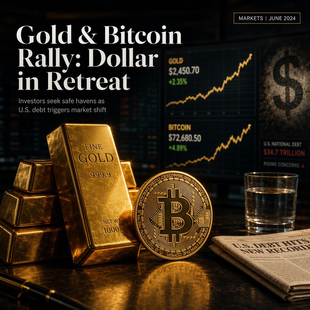 Gold and Bitcoin Surge as Investors Flee Dollar Amid U.S. Debt Concerns