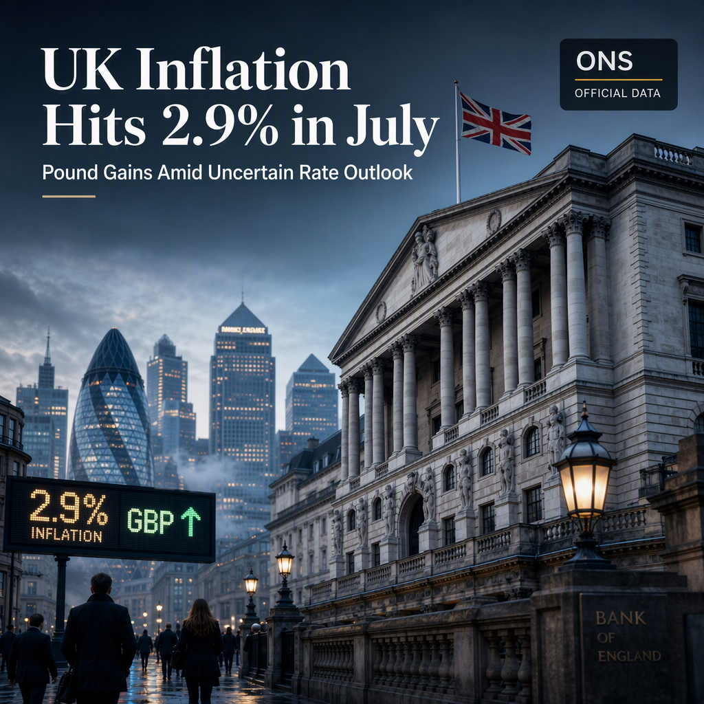 UK Inflation Rises to 2.9% in July, Pound Edges Up Amid Mixed Rate Expectations