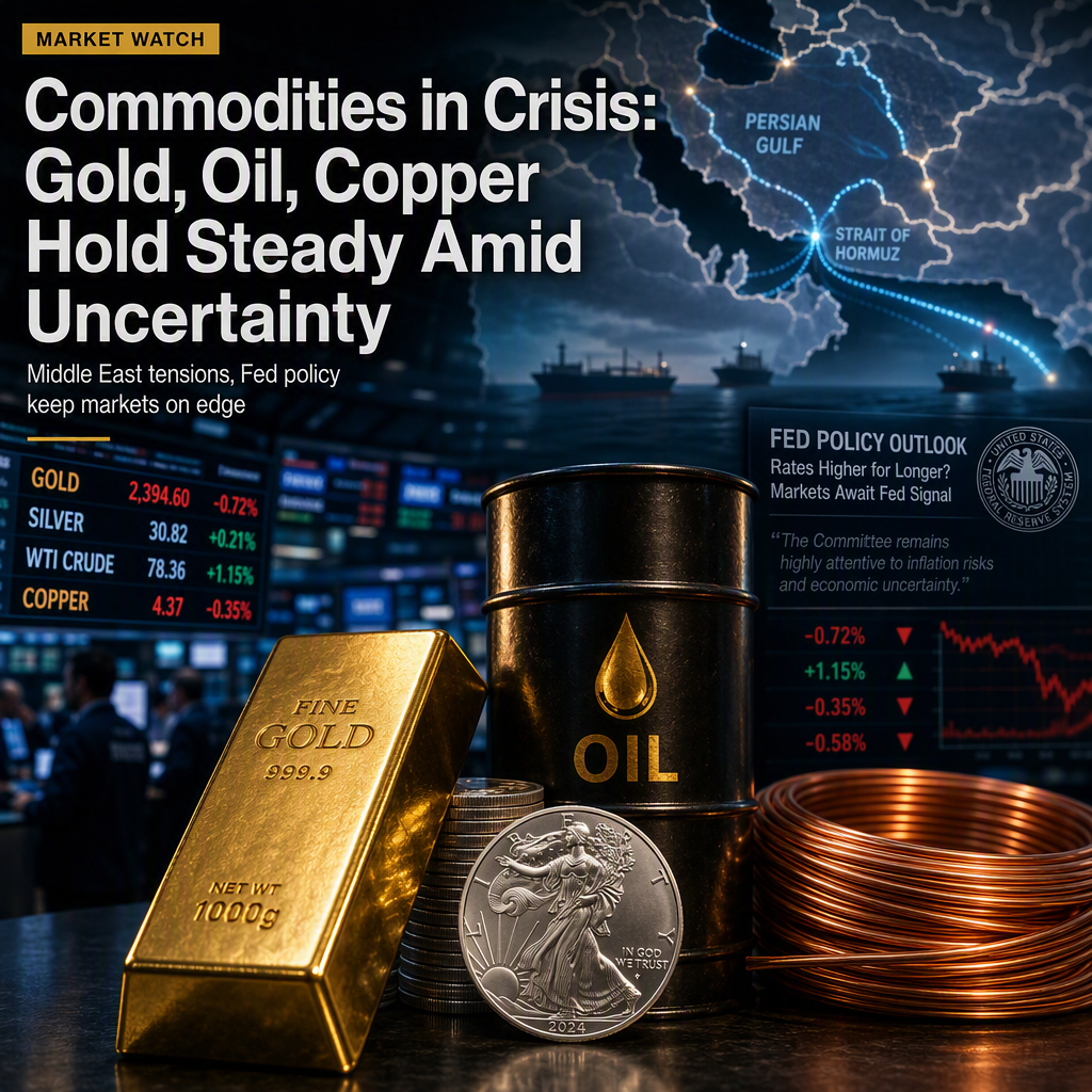 Energy Tensions and Fed Uncertainty Keep Gold and Silver Range-Bound, Oil Elevated, and Copper Squeezed on Tight Supply
