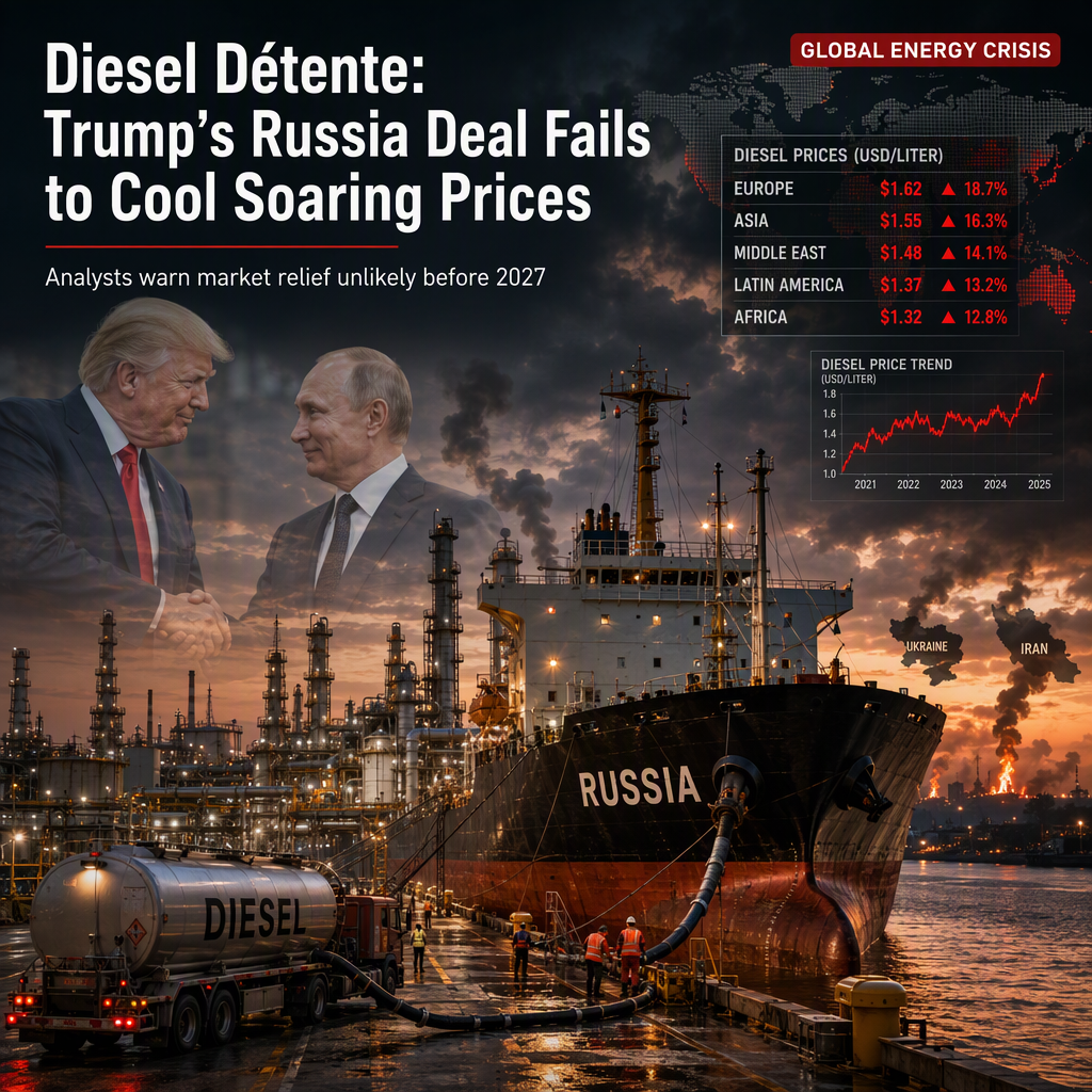 Trump Lifts Russian Diesel Sanctions Amid Soaring Global Prices, Analysts Warn Relief Unlikely Soon