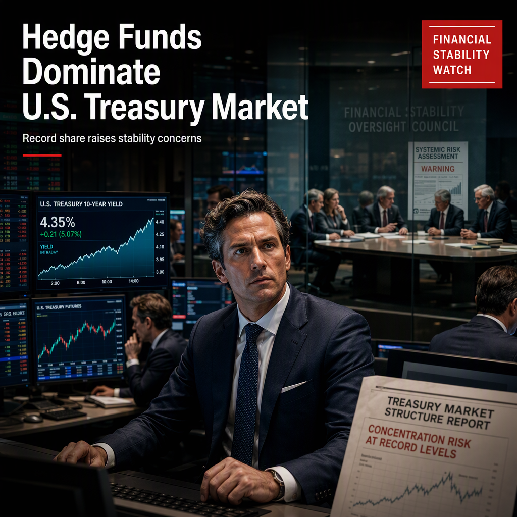 Hedge Funds Reach Record Share in $30 Trillion U.S. Treasury Market, Raising Stability Concerns