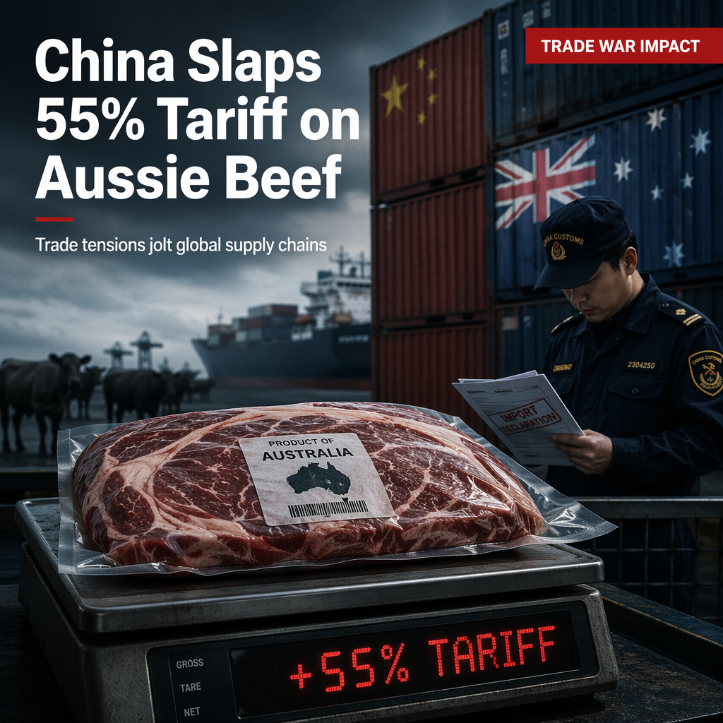 China Imposes 55% Tariff on Australian Beef After Quota Reached, Amid Broader Trade Tensions
