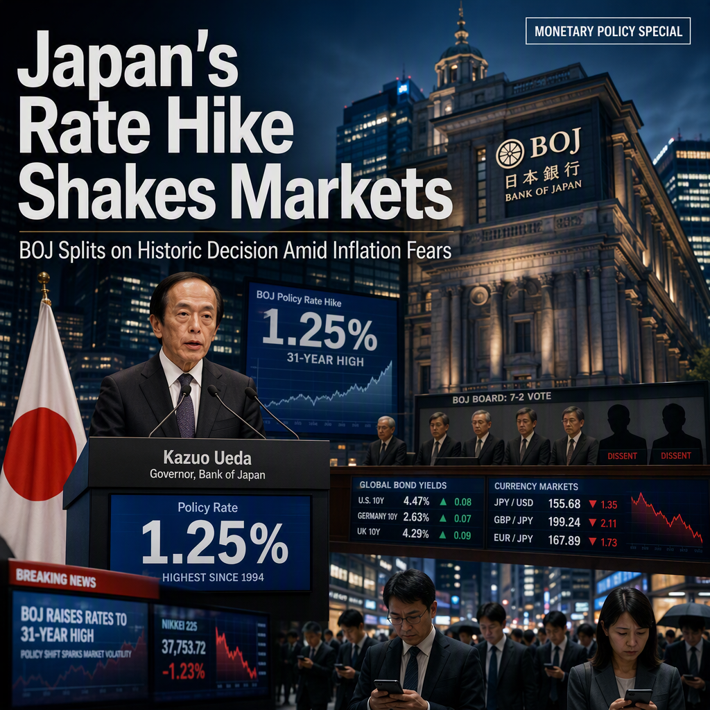 Bank of Japan Raises Rates to 31-Year High Amid Split Vote and Persistent Inflation Concerns
