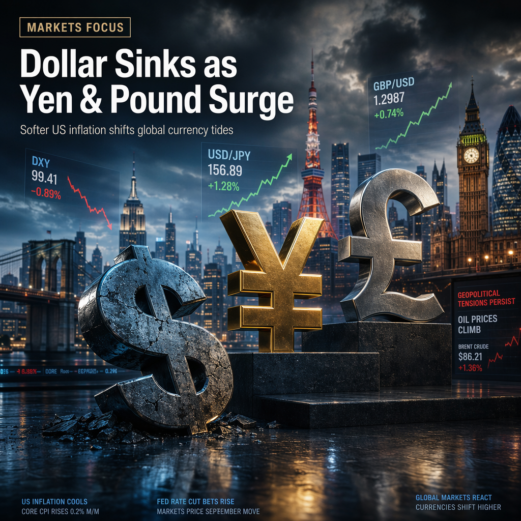 US Dollar Weakens as Softer Inflation Data Boosts Yen and Pound; Market Eyes Fed and Geopolitical Risks
