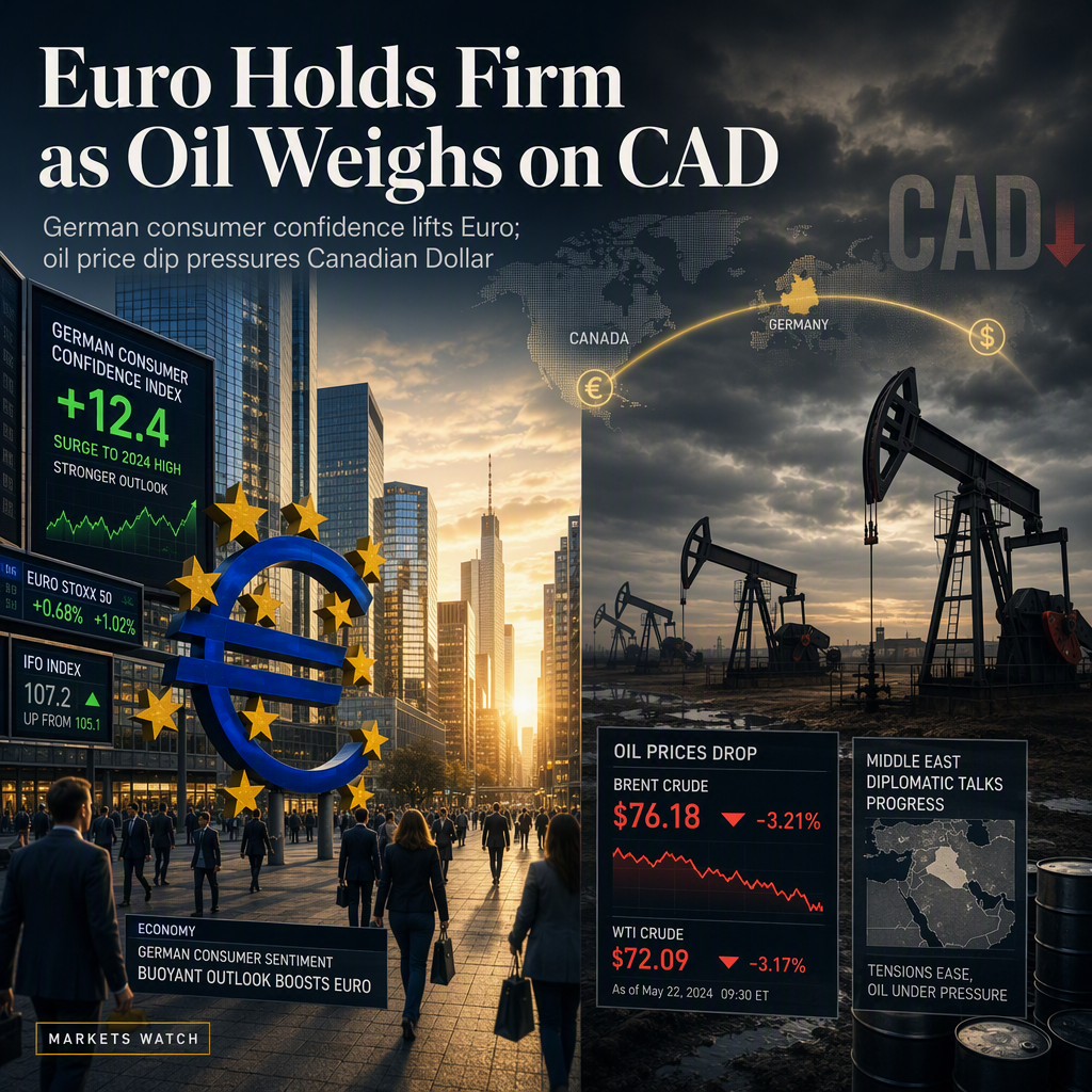 Euro Holds Steady Against Canadian Dollar as German Consumer Confidence Surges, Oil Prices Weigh on CAD