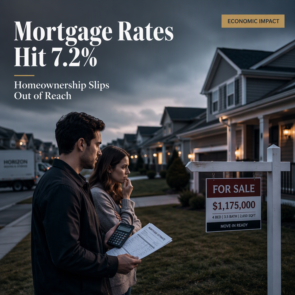 Mortgage Rates Surge to 7.2%, Homeownership Becomes Increasingly Unattainable Amid Record Prices