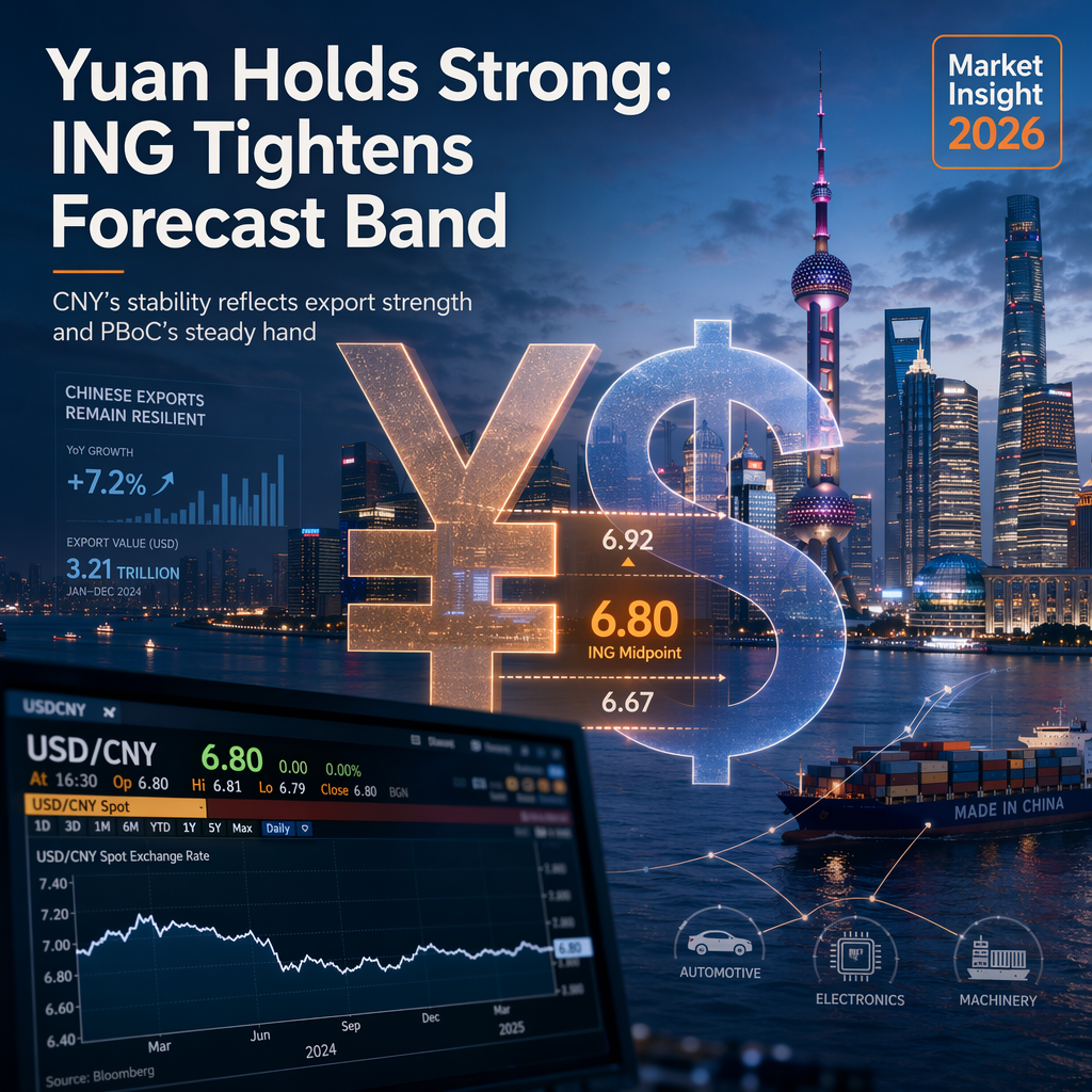 ING Narrows USD/CNY Forecast Band Amid Yuan Stability and Strong Chinese Exports