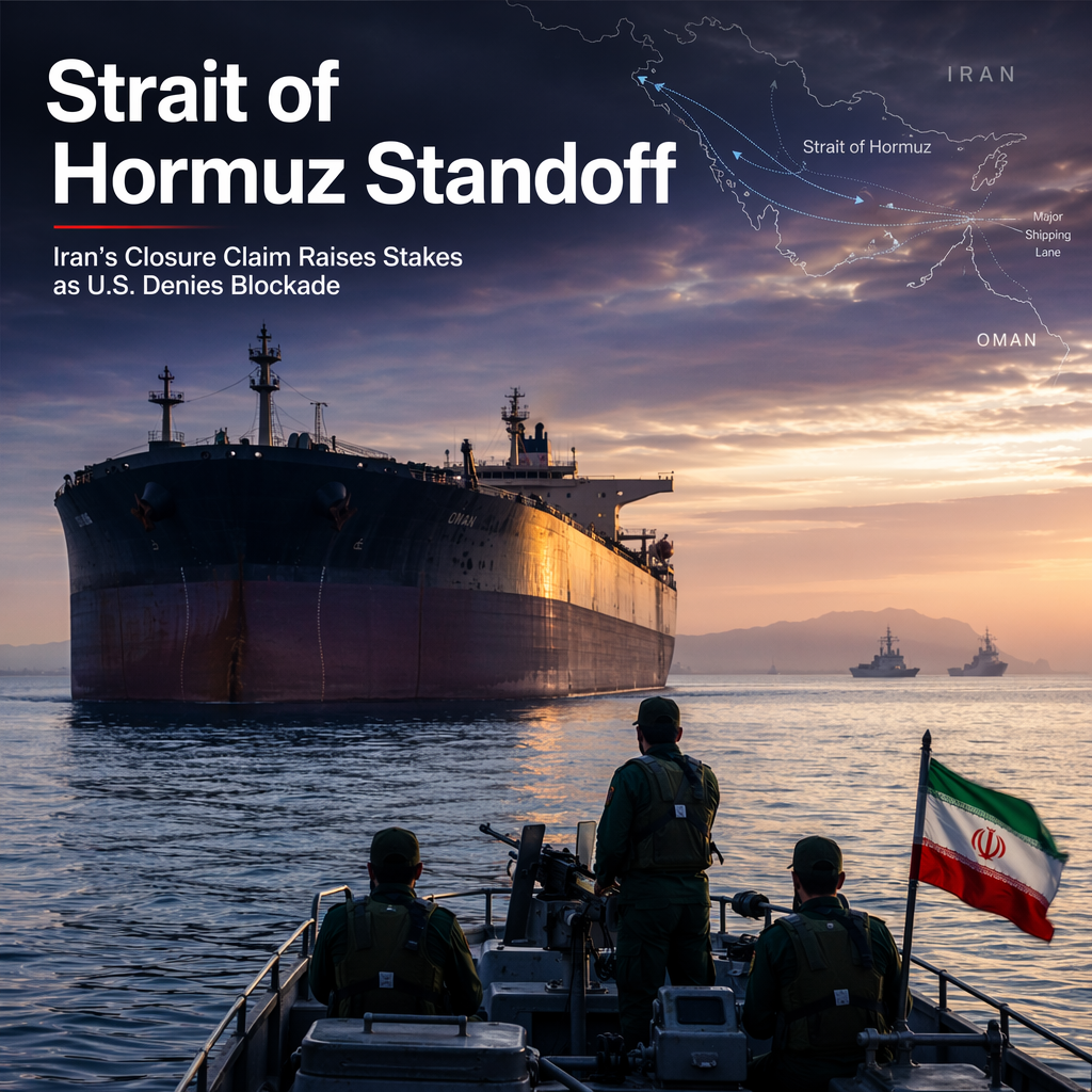 Iran Claims Closure of Strait of Hormuz Amid U.S. Denial, Casting Uncertainty Over Nuclear Talks