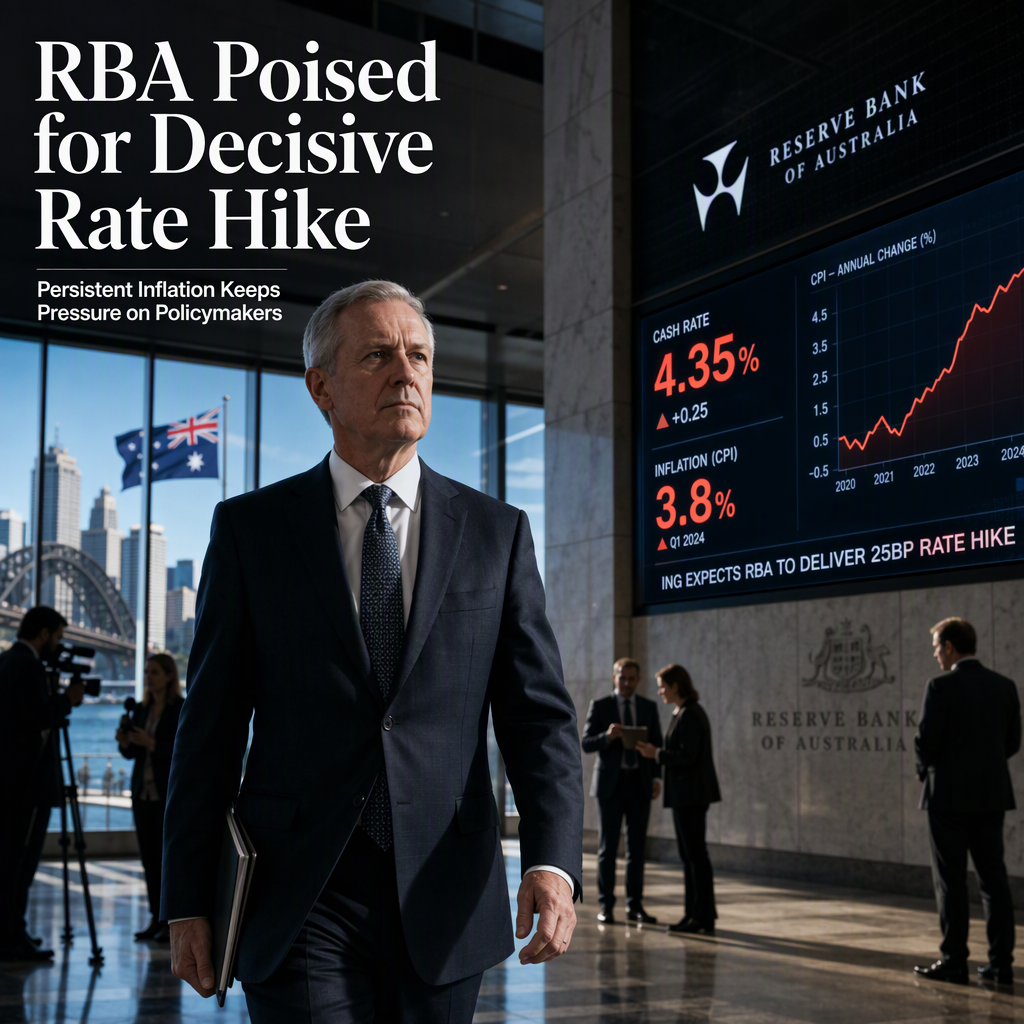 ING Expects RBA to Deliver 25bp Rate Hike Amid Persistent Inflation Pressures