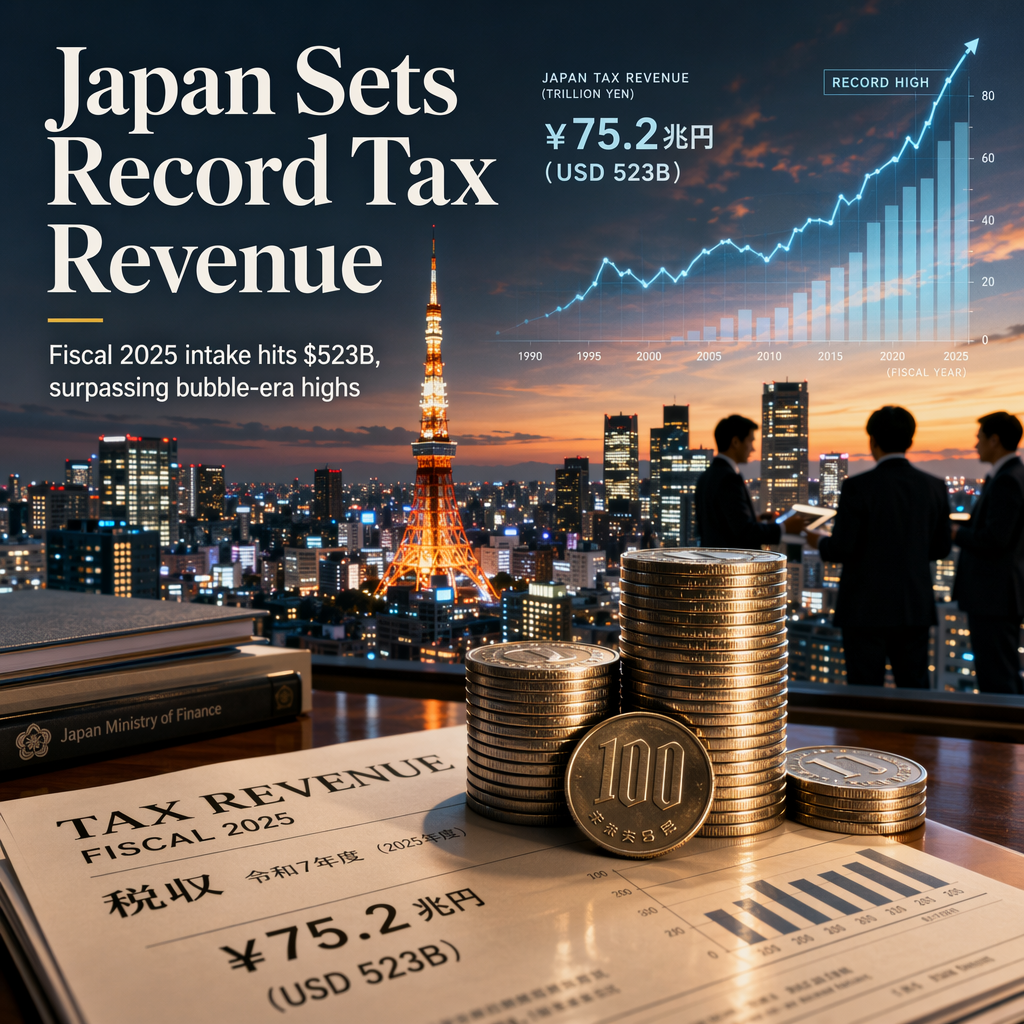 Japan's Tax Revenue Hits Record $523 Billion, Surpassing Bubble-Era Highs