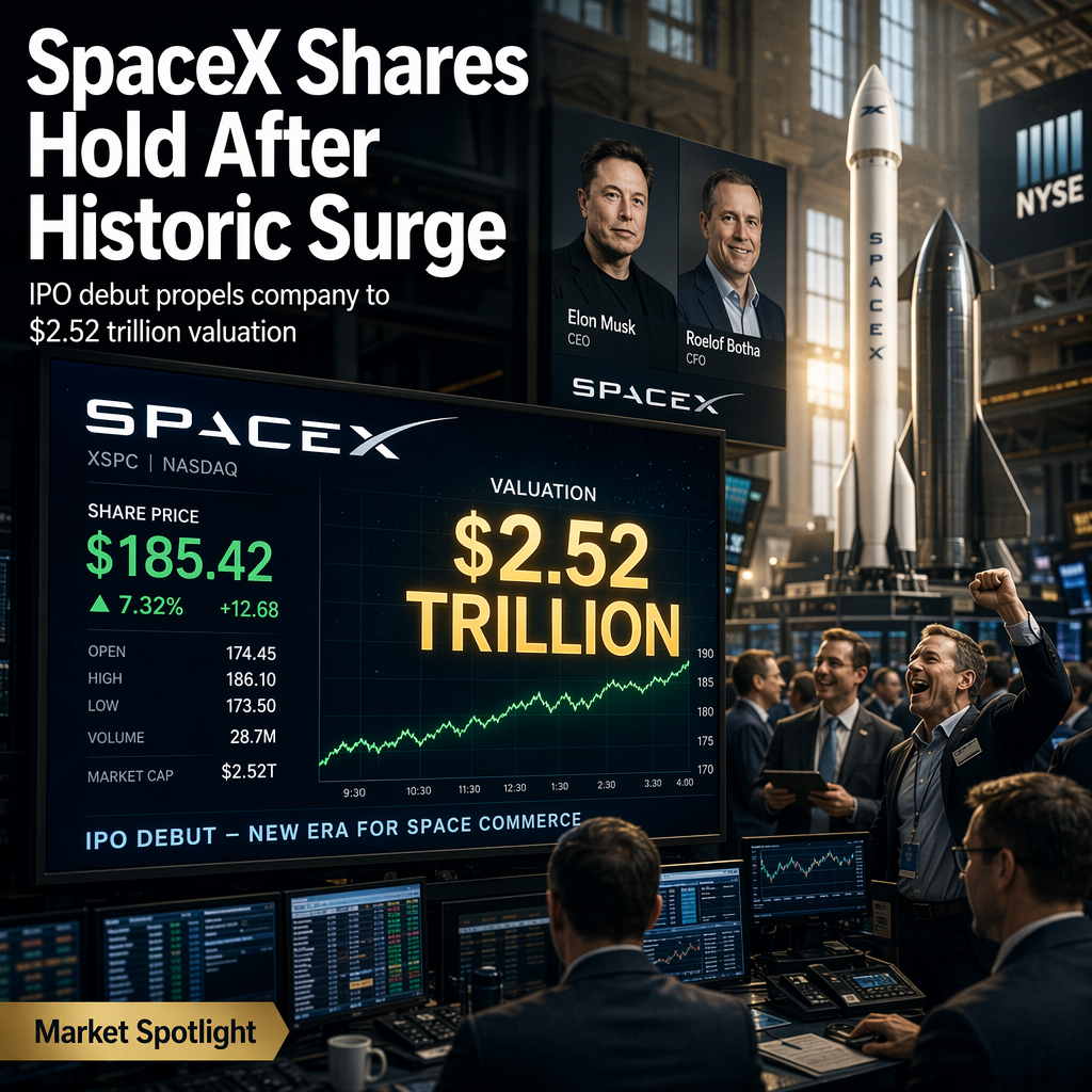 SpaceX Shares Stabilize After Record-Breaking IPO and 40% Surge