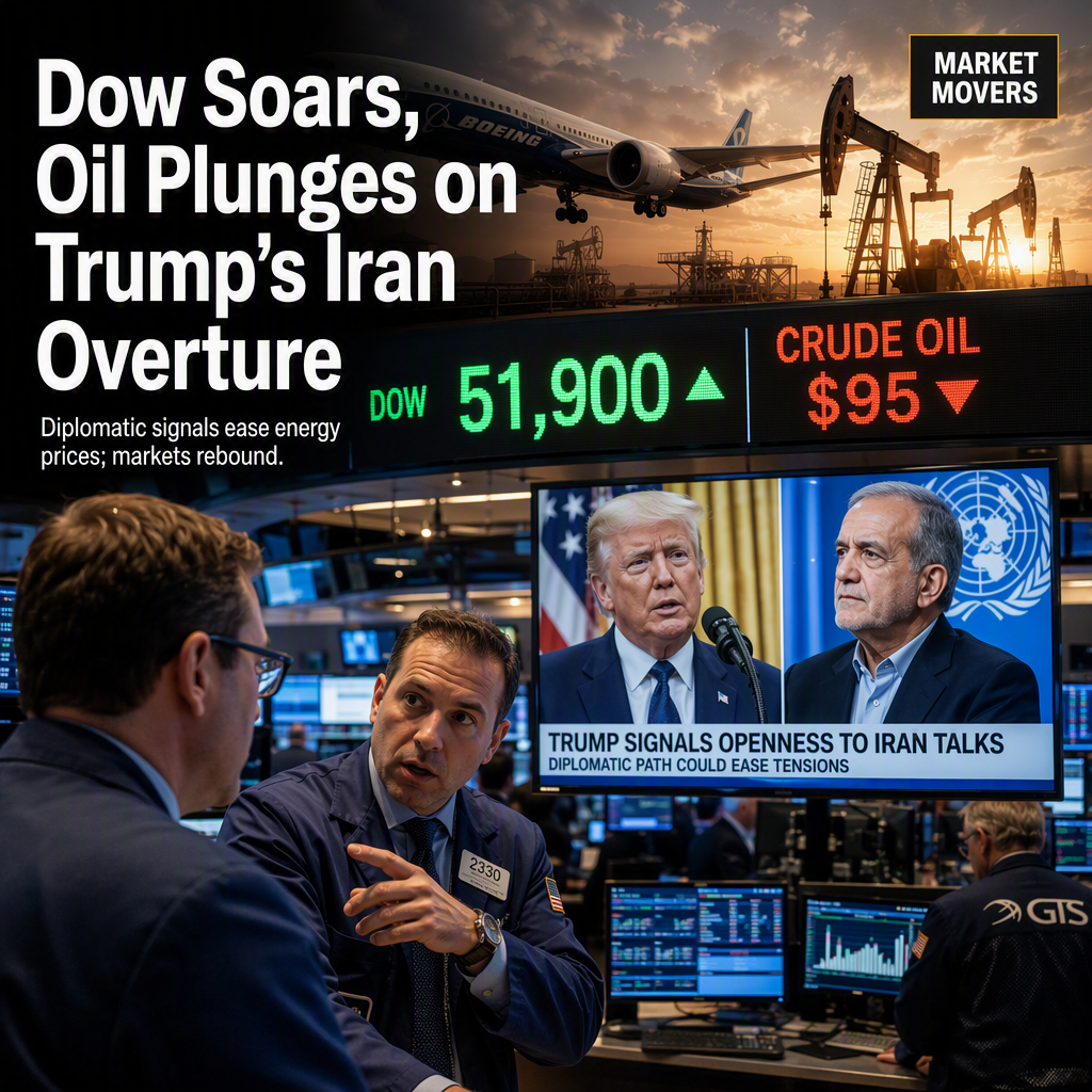 Dow Jones Rises as Trump Signals Possible Iran Meeting; Crude Oil Drops Below $100