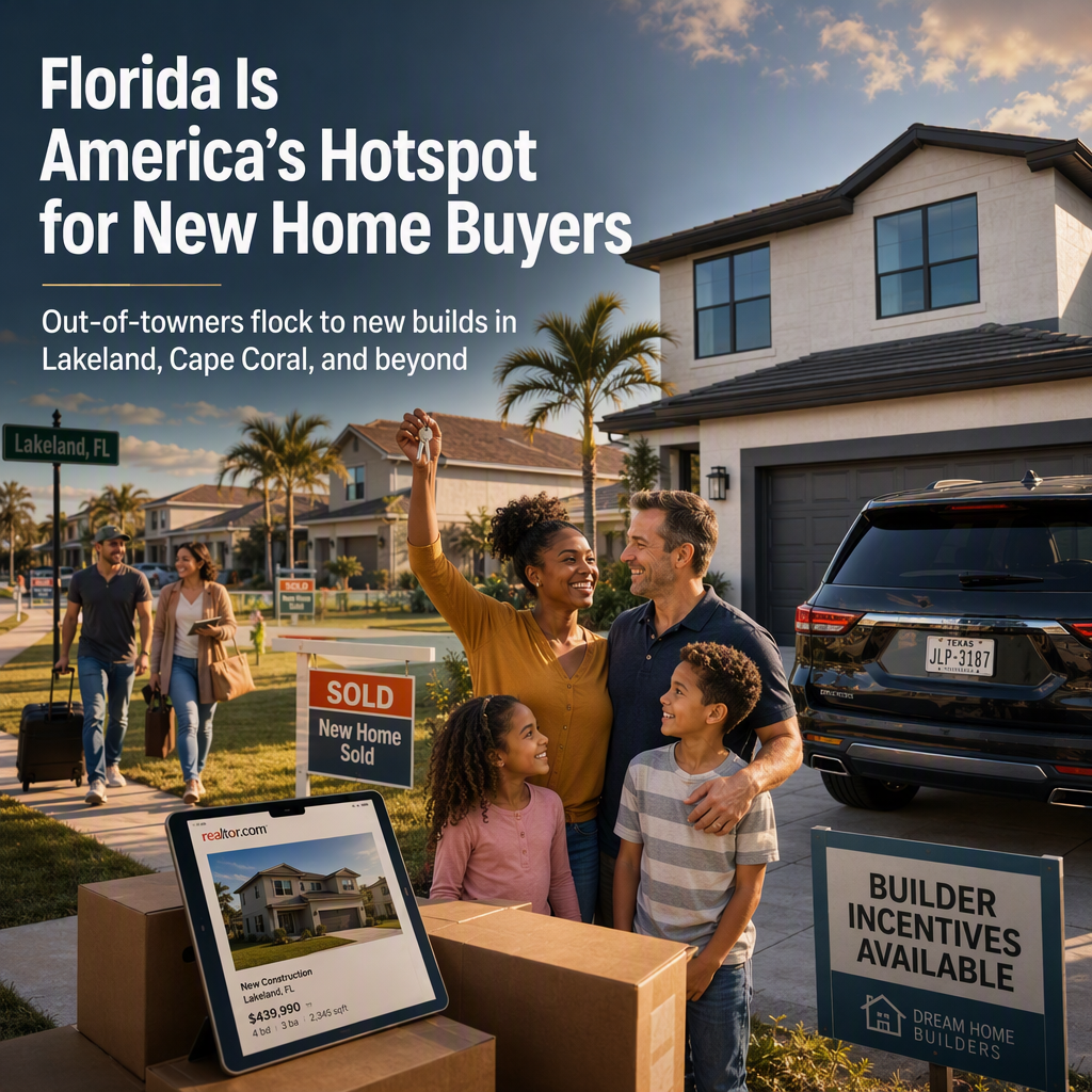 Florida Leads U.S. in Attracting Out-of-Town Buyers for New Homes, Realtor.com Report Finds