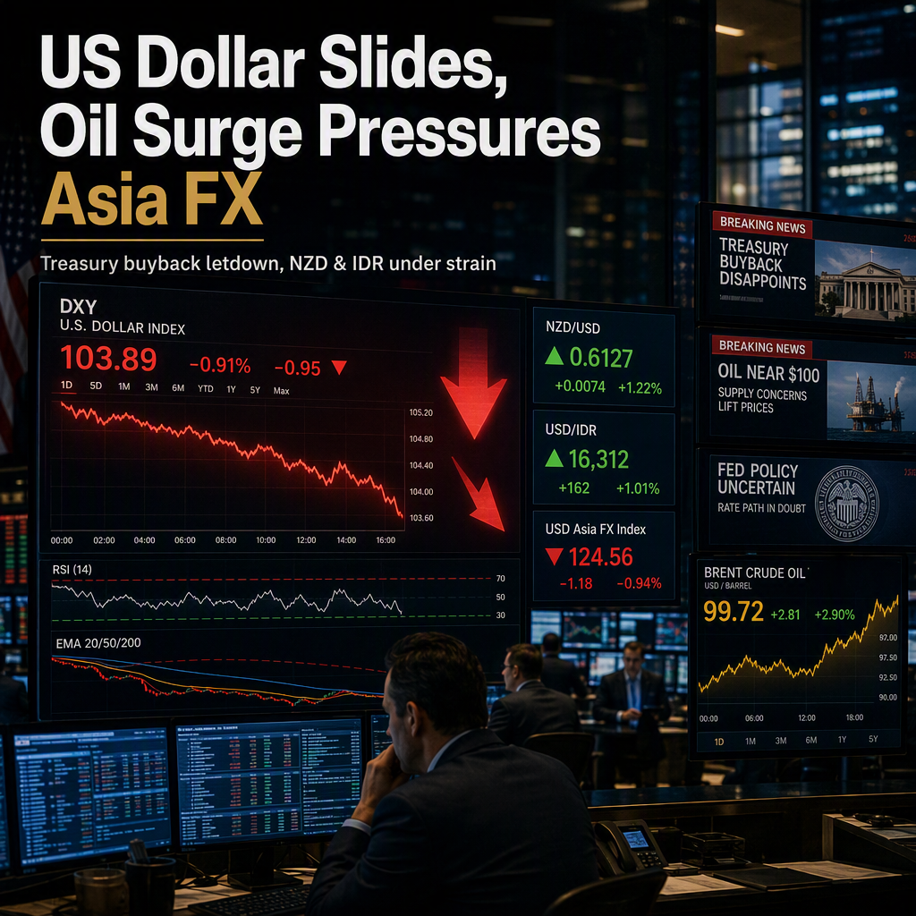 US Dollar Weakens Amid Treasury Buyback Disappointment and Rising Oil Prices Pressure NZD and IDR