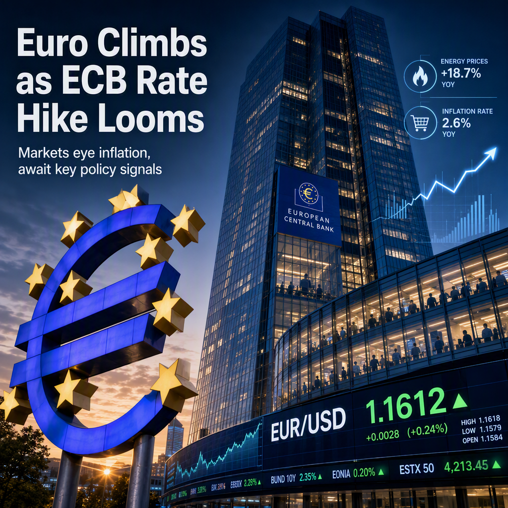 Euro Rises Above 1.1600 as Markets Await ECB Rate Hike and US Inflation Data