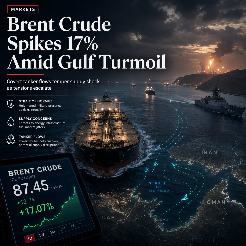 Brent Crude Surges 17% in Two Weeks Amid Strait of Hormuz Tensions; Covert Tanker Flows May Ease Supply Pressure