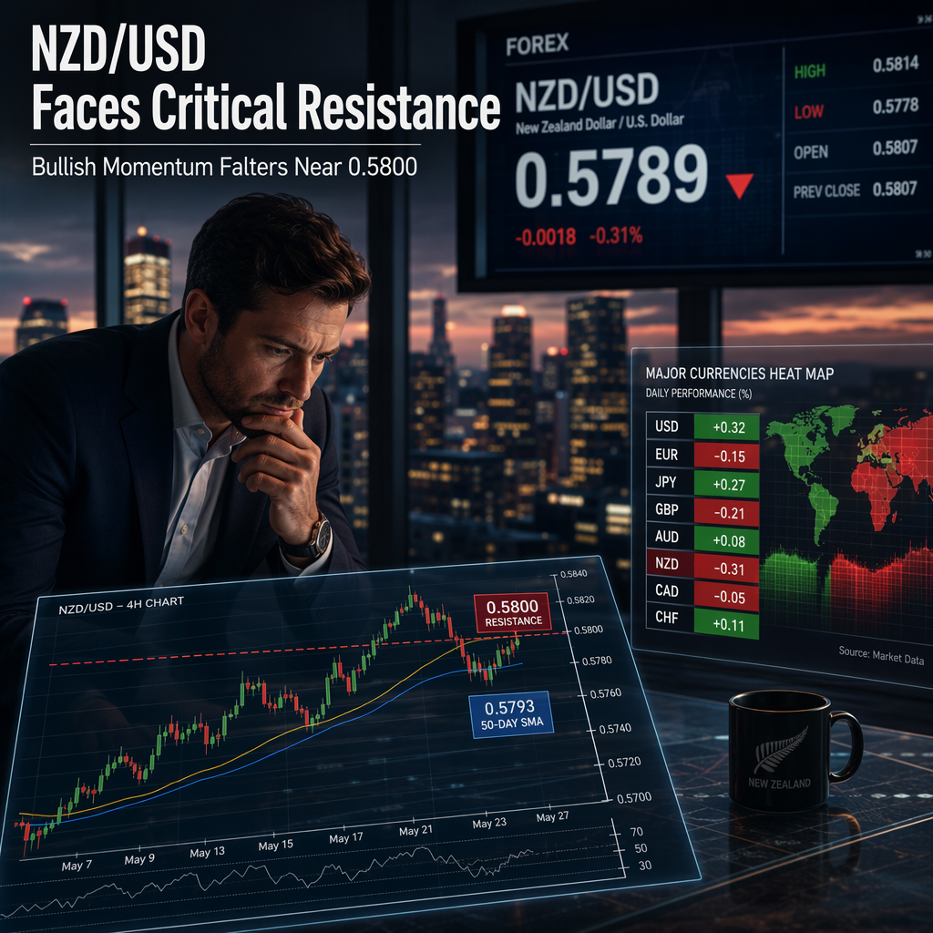 NZD/USD Tests 0.5800 as Bullish Momentum Wanes, Technical Resistance in Focus