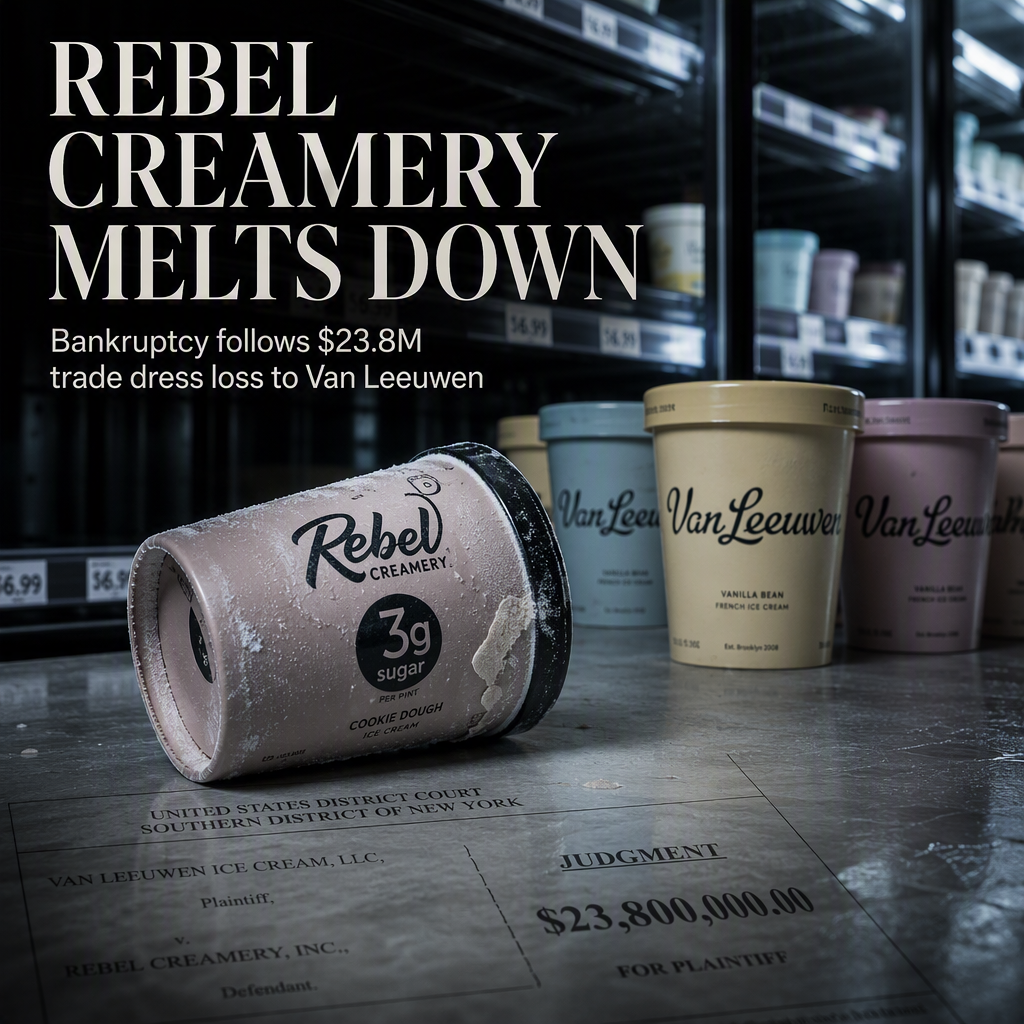 Rebel Creamery Files for Bankruptcy Amid $23.8 Million Trade Dress Judgment to Van Leeuwen