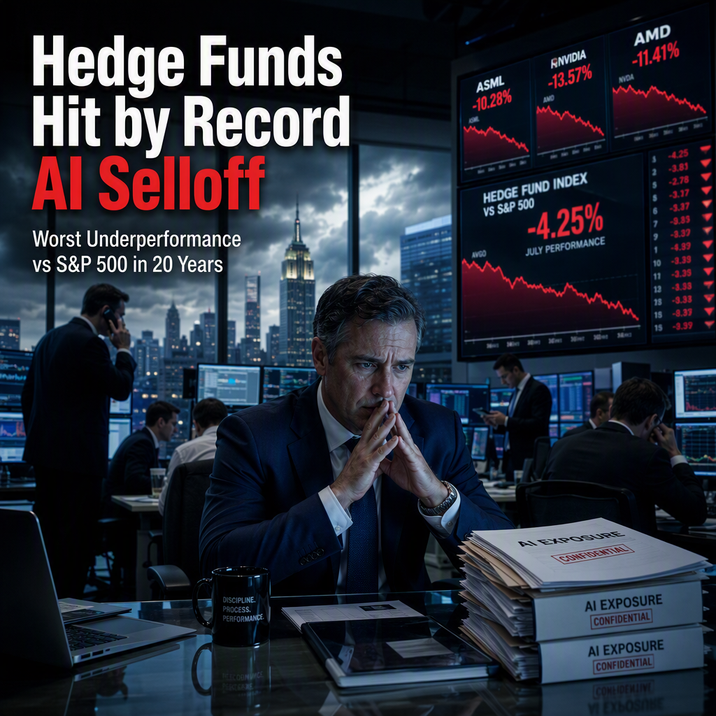 Hedge Funds Suffer Historic Underperformance Versus S&P 500 in July Amid AI Stock Selloff