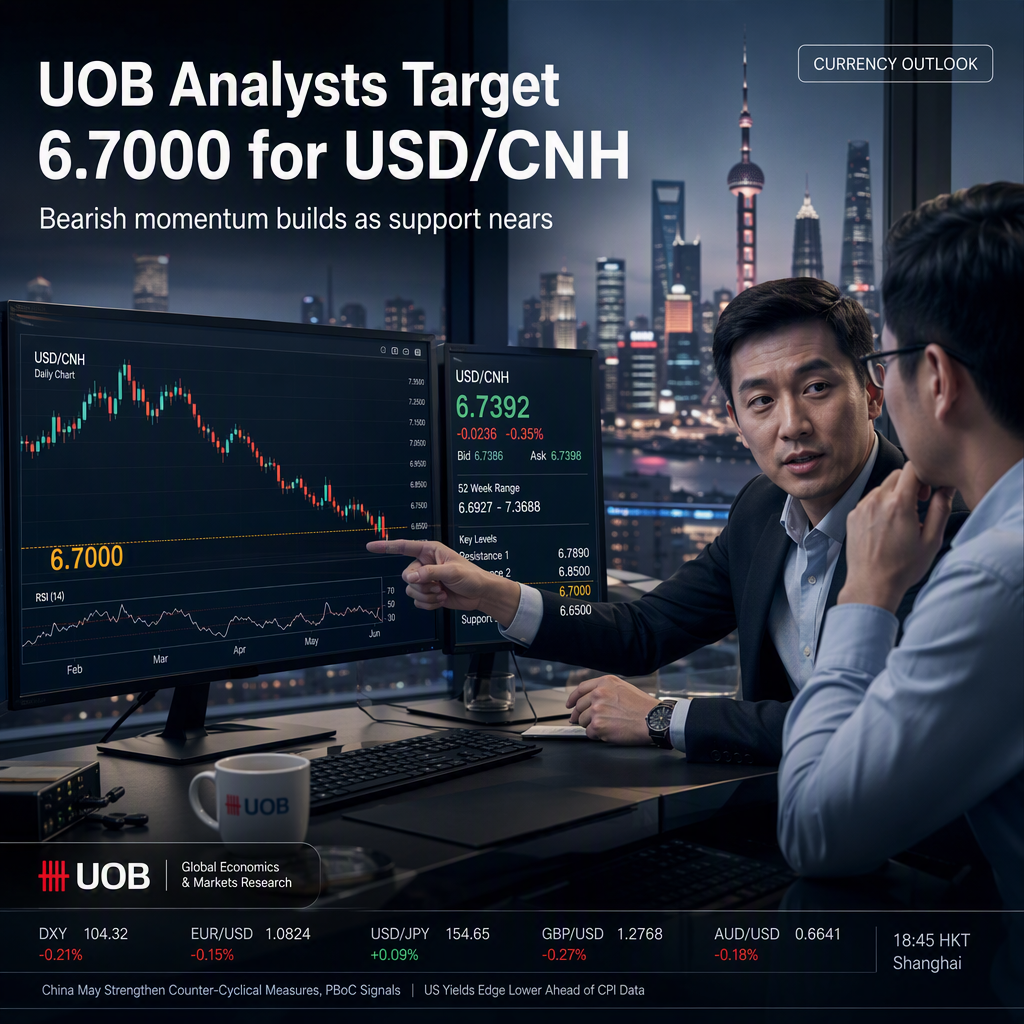 UOB Analysts See Further Downside for USD/CNH, Eyeing 6.7000 Level