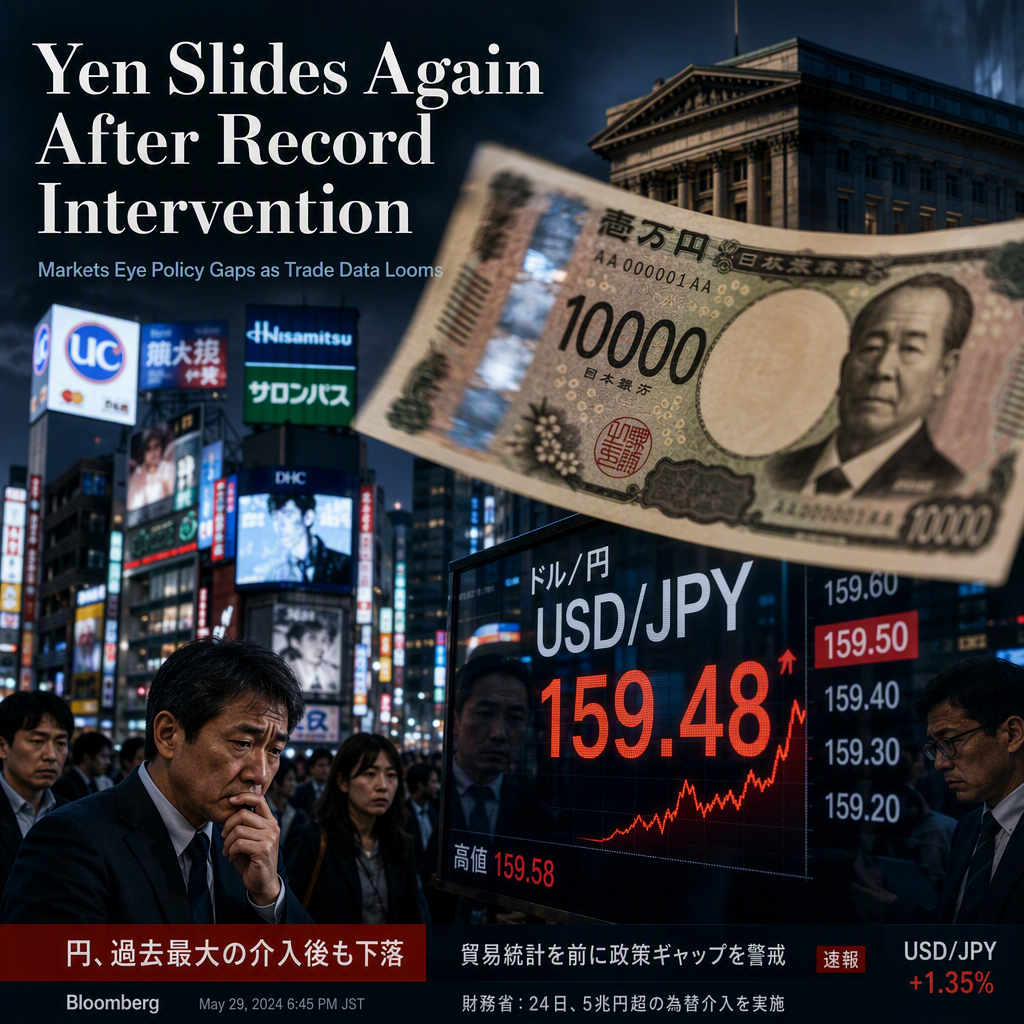 Japanese Yen Weakens After Record Intervention as Markets Eye Policy Divergence and Trade Data