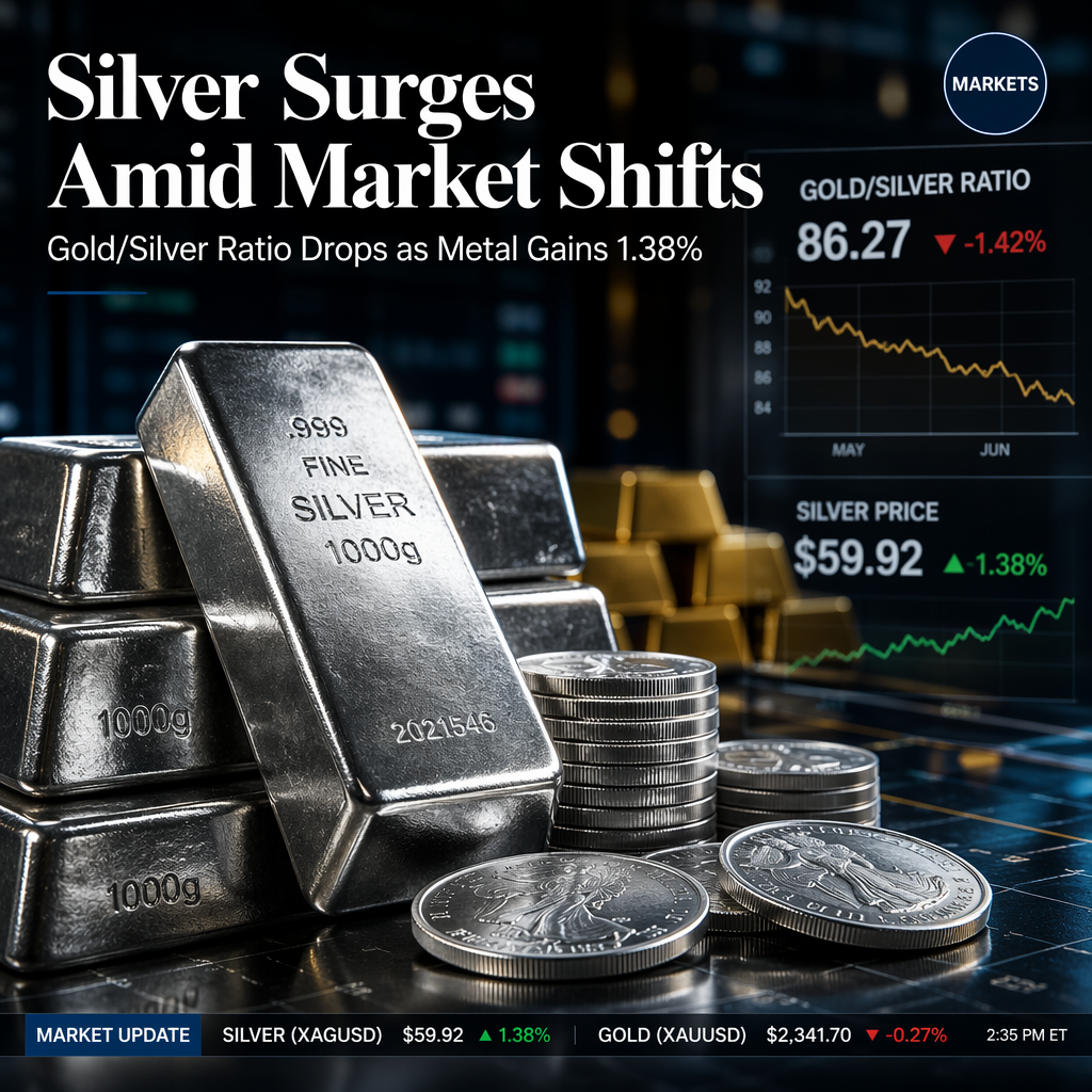 Silver Prices Climb 1.38% to $59.92, Gold/Silver Ratio Declines