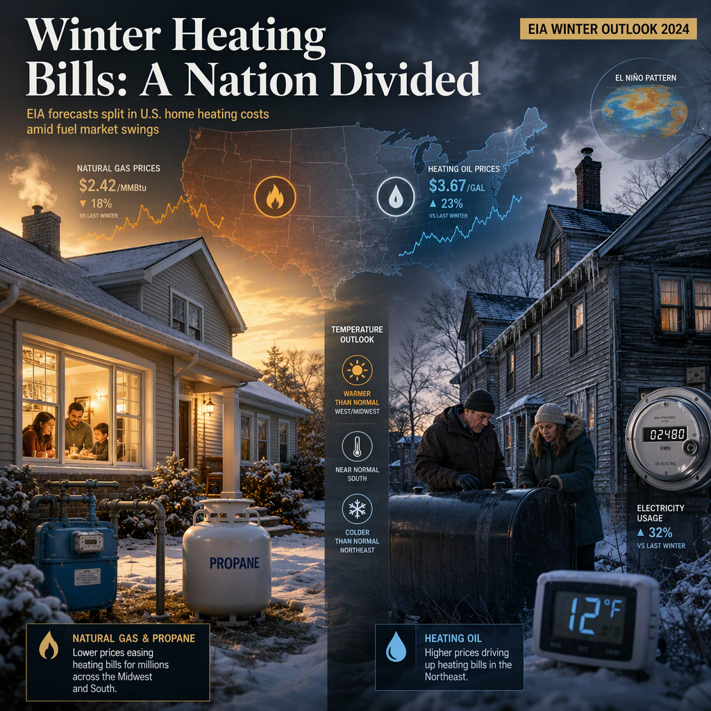EIA Forecasts Diverging U.S. Home Heating Costs for Winter Amid Fuel Price Swings