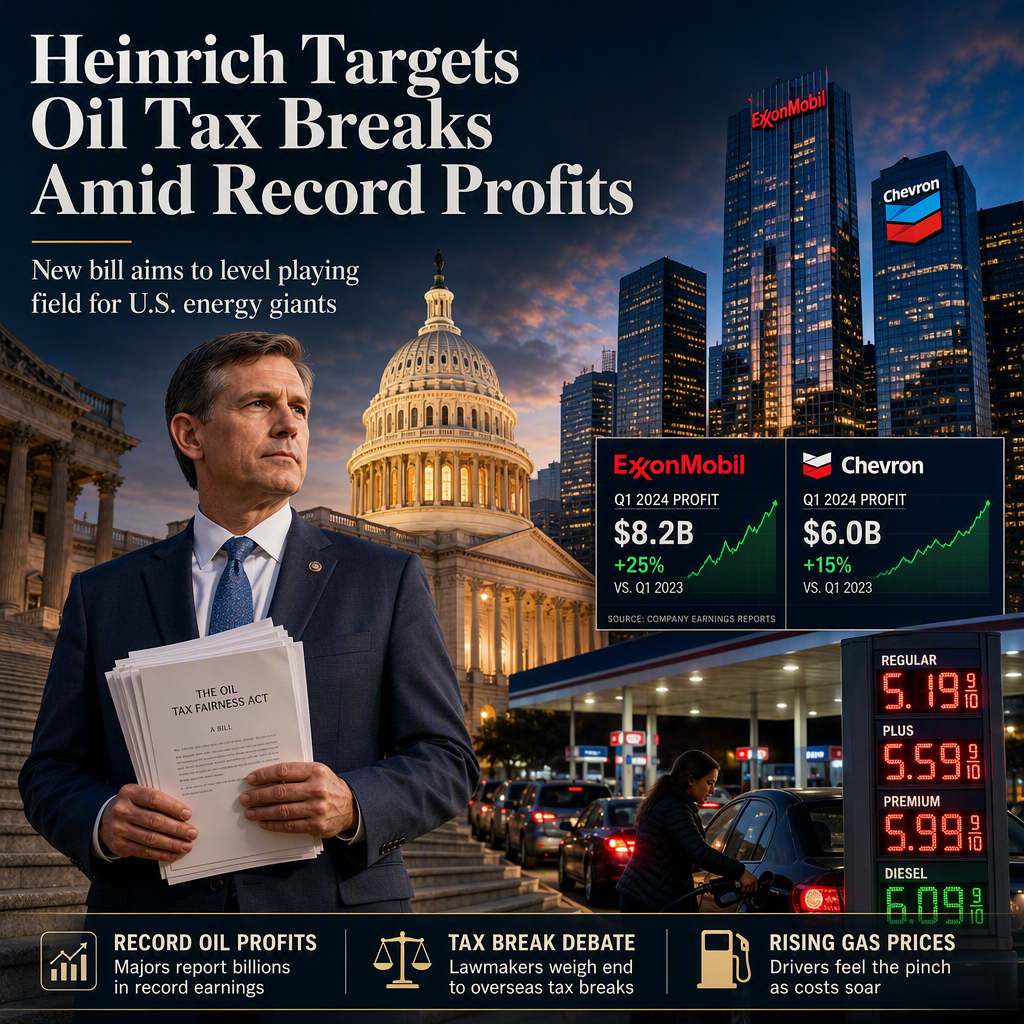 Sen. Heinrich Proposes Bill to End Overseas Oil Tax Breaks Amid Soaring Profits for U.S. Majors