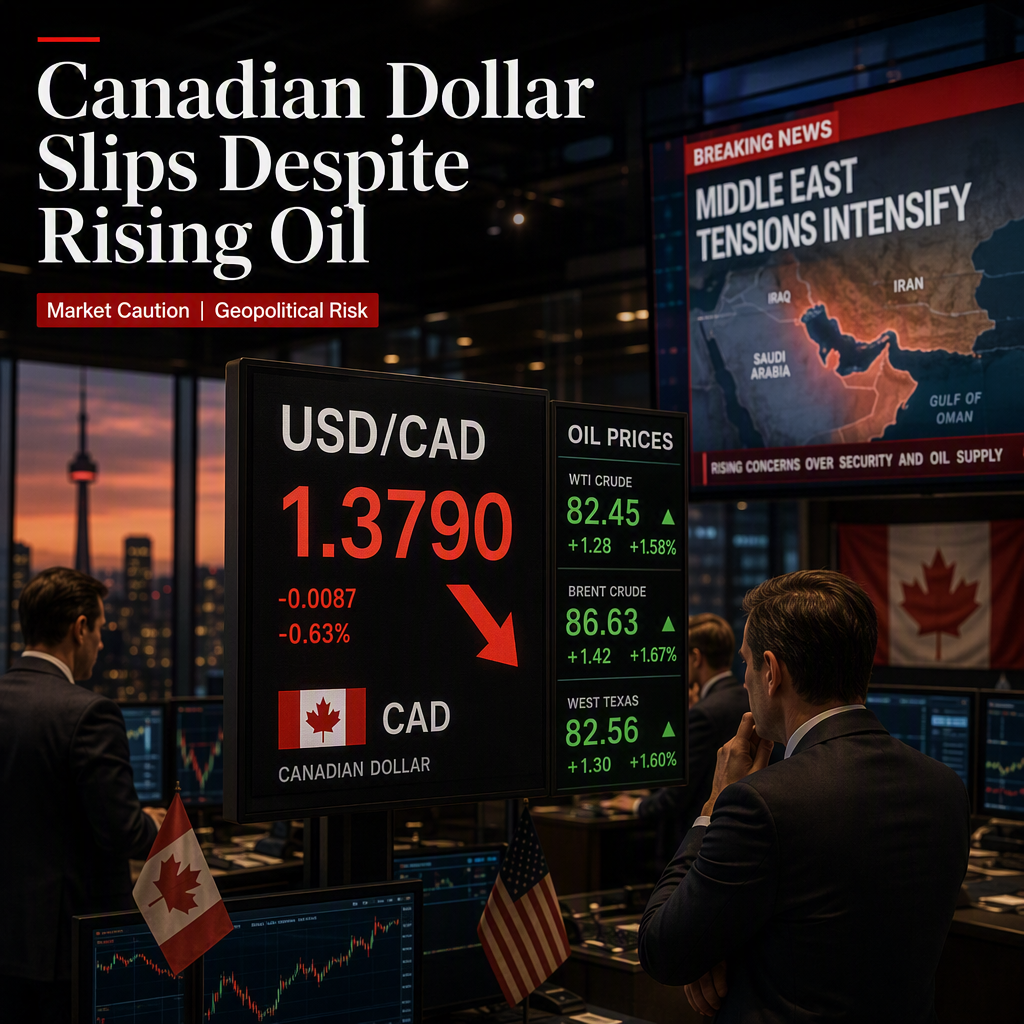 Canadian Dollar Pulls Back as Middle East Tensions Boost US Dollar Despite Rising Oil Prices