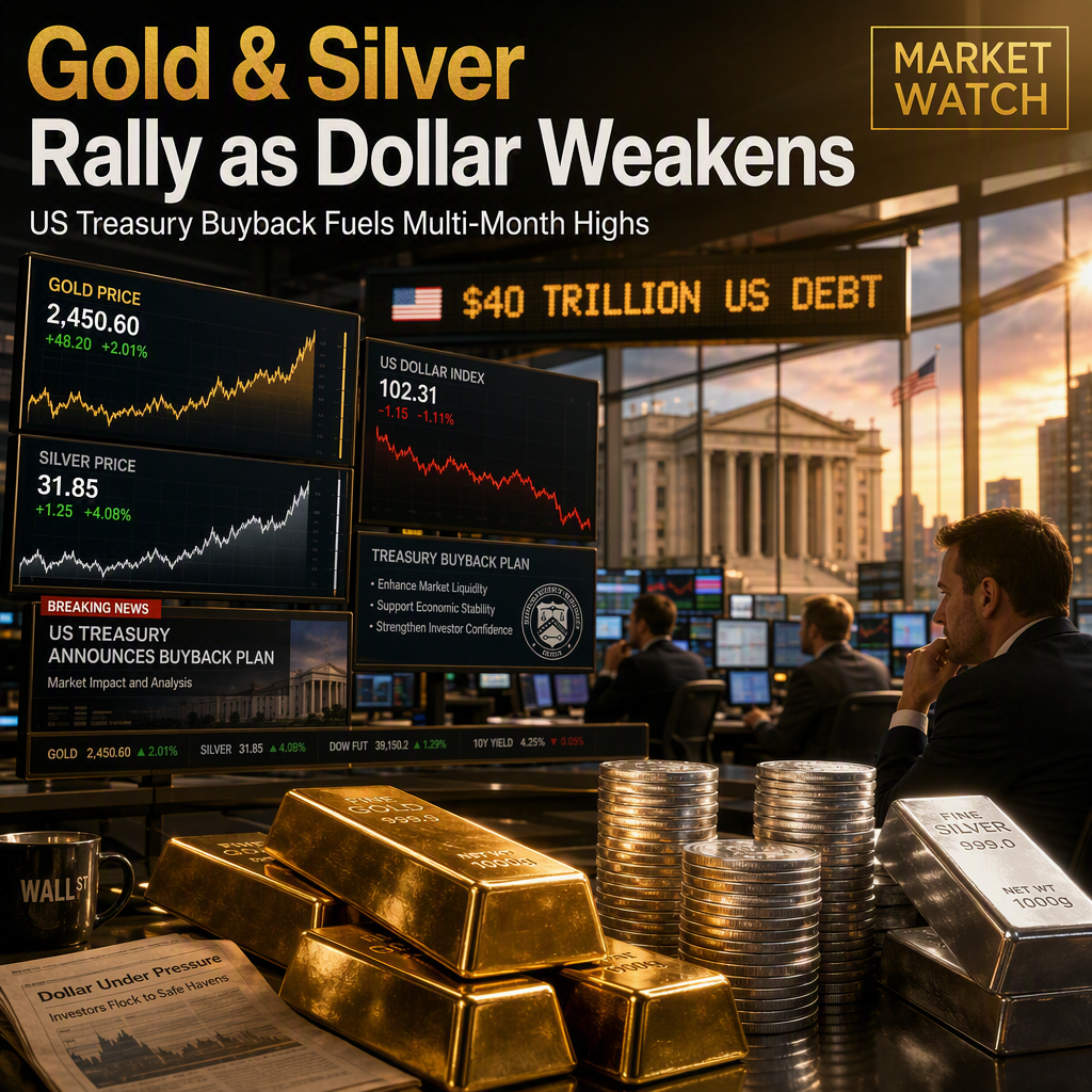 Gold and Silver Surge as US Treasury Buyback Plan Weakens Dollar, Fuels Precious Metals Rally