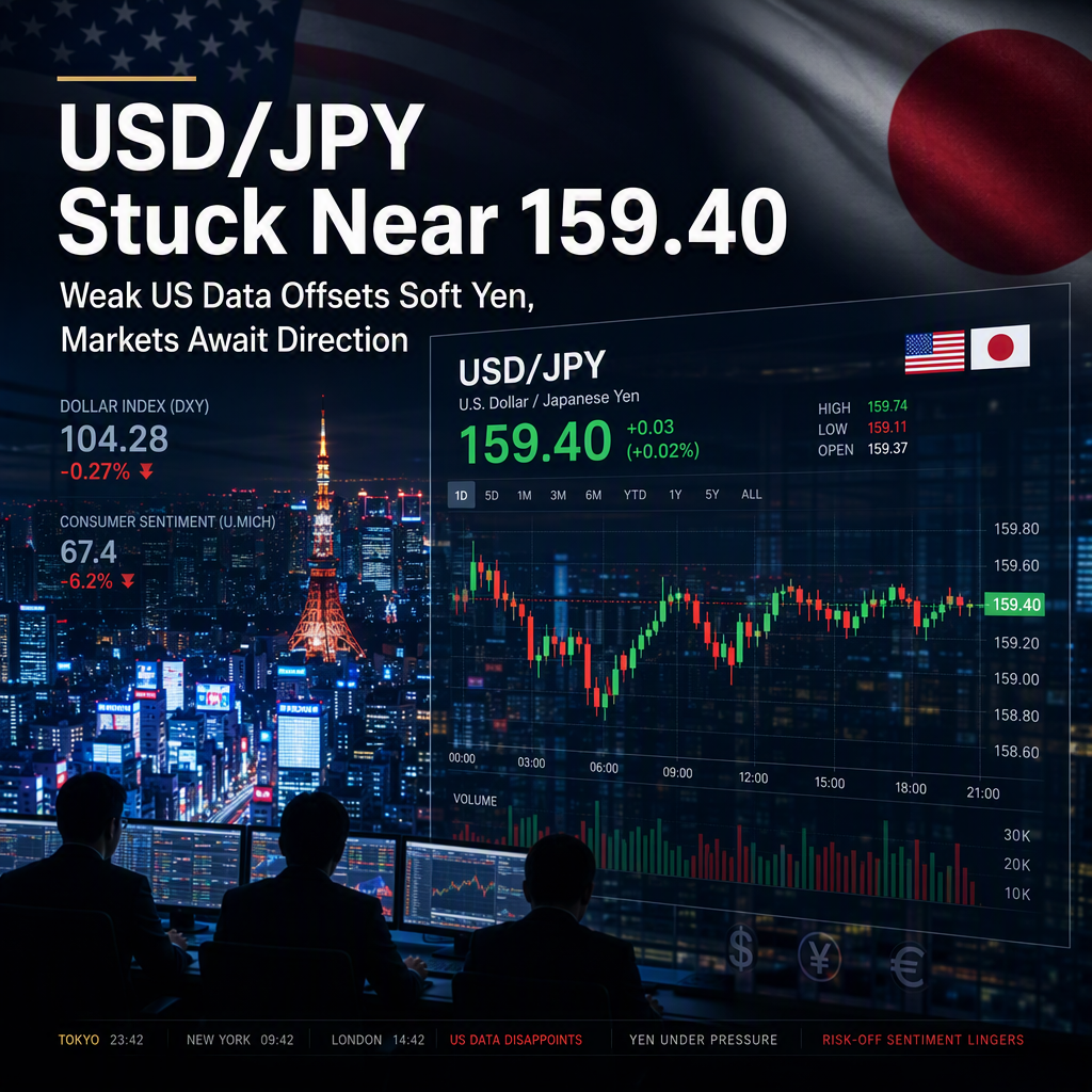 USD/JPY Holds Steady Near 159.40 as Weak US Data Offsets Soft Yen