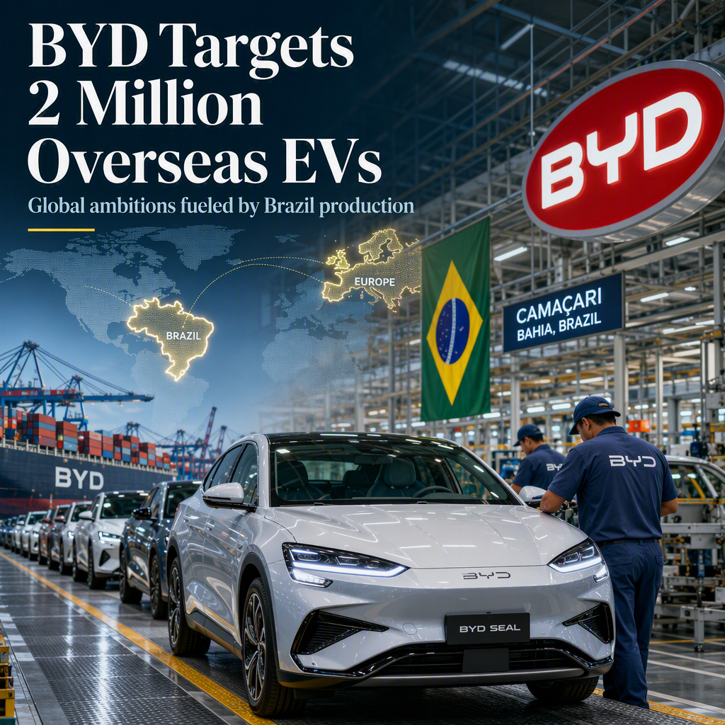 BYD Sets Ambitious Overseas Sales Target of 2 Million EVs for 2026, Eyes 2.5 Million in 2027
