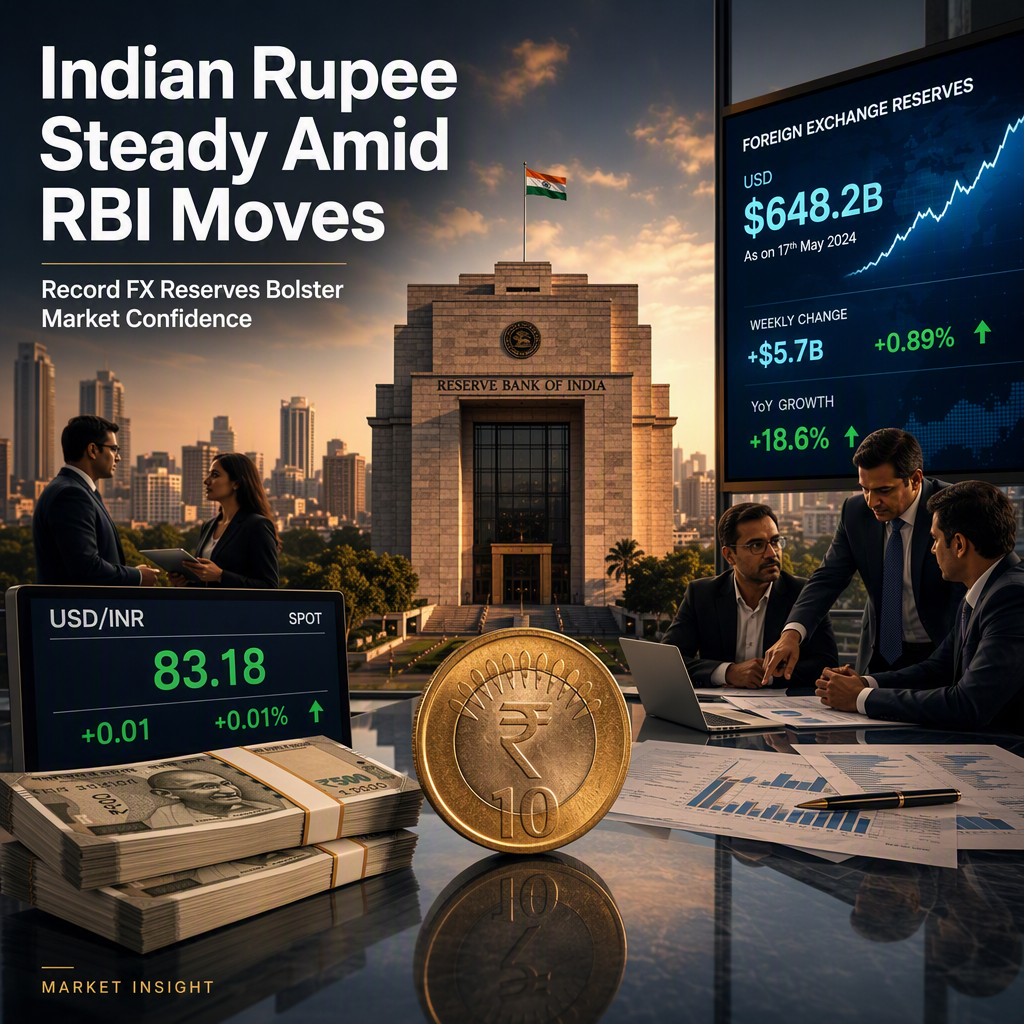 Indian Rupee Holds Steady as RBI Maintains Policy Rate and FX Reserves Surge