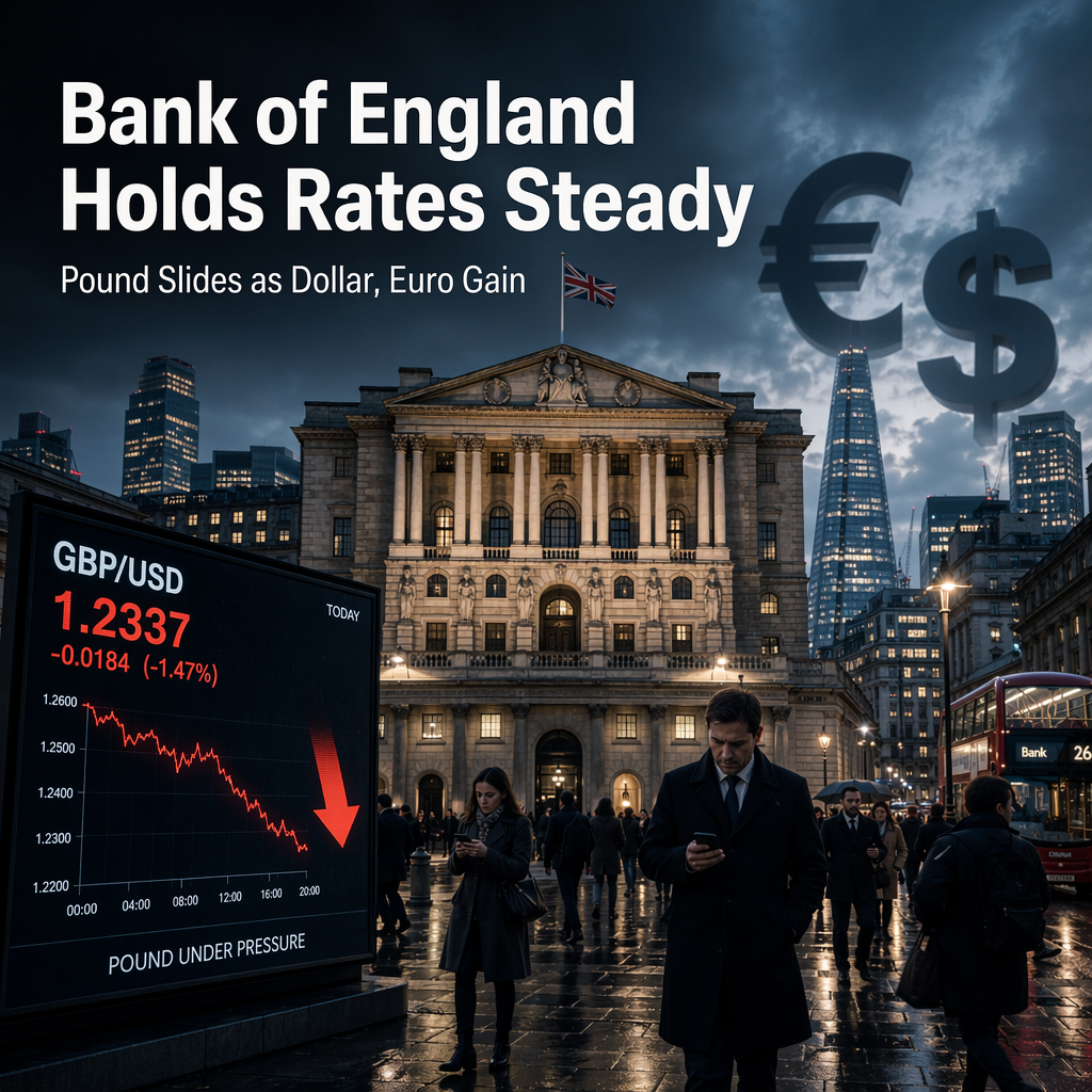 Bank of England Holds Rates Steady at 3.75%, Pound Slides as Euro and Dollar Gain