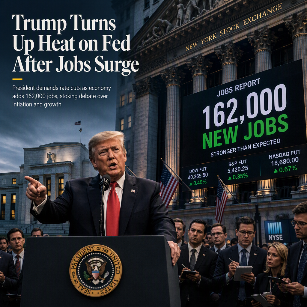 Trump Pressures Fed for Rate Cuts After Strong US Jobs Report, Threatens Trade Action