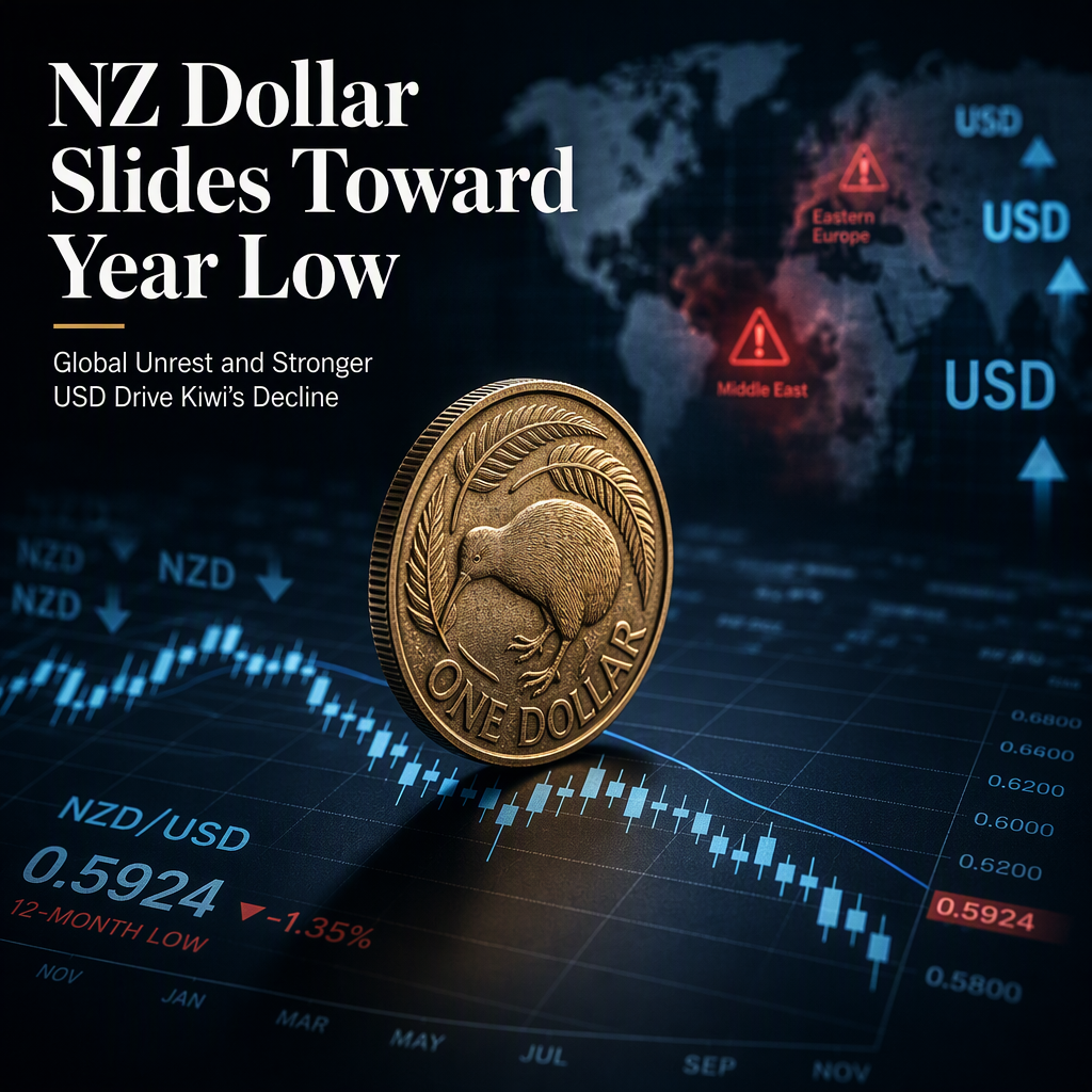 New Zealand Dollar Nears One-Year Low as US Dollar Strengthens Amid Global Uncertainty