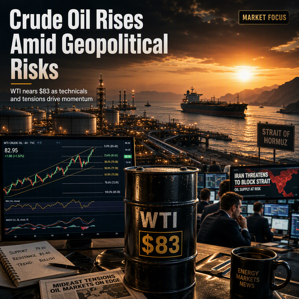WTI Crude Oil Holds Bullish Momentum Near $83 Amid Geopolitical Tensions and Technical Strength
