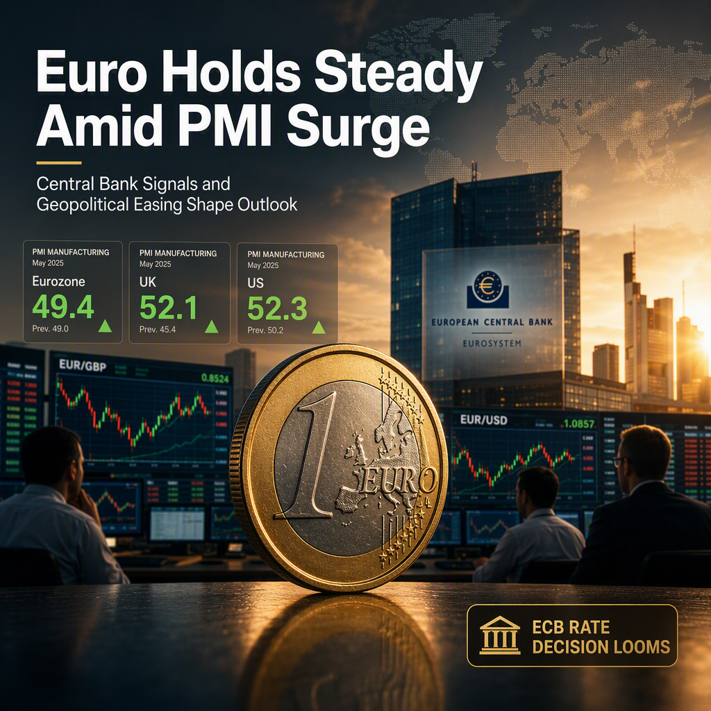Euro Mixed as Strong PMIs and Central Bank Signals Shape Currency Moves Amid Geopolitical Easing