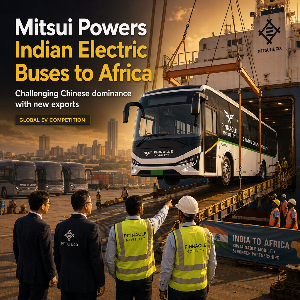 Mitsui Begins Exporting Indian-Made Electric Buses to Africa, Targeting Chinese Rivals