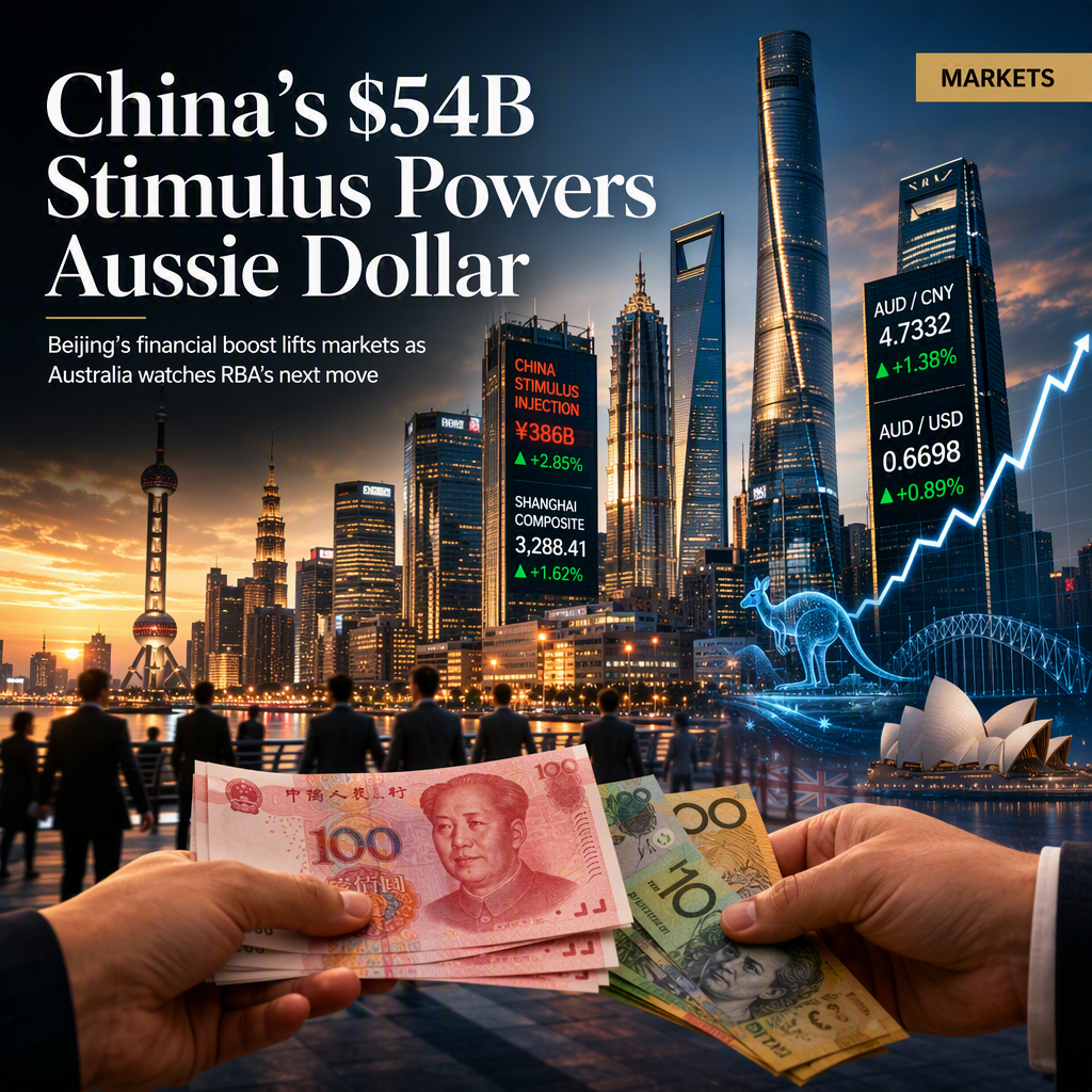 China Launches $54 Billion Financial Sector Stimulus, Lifting Australian Dollar Amid Growth Concerns