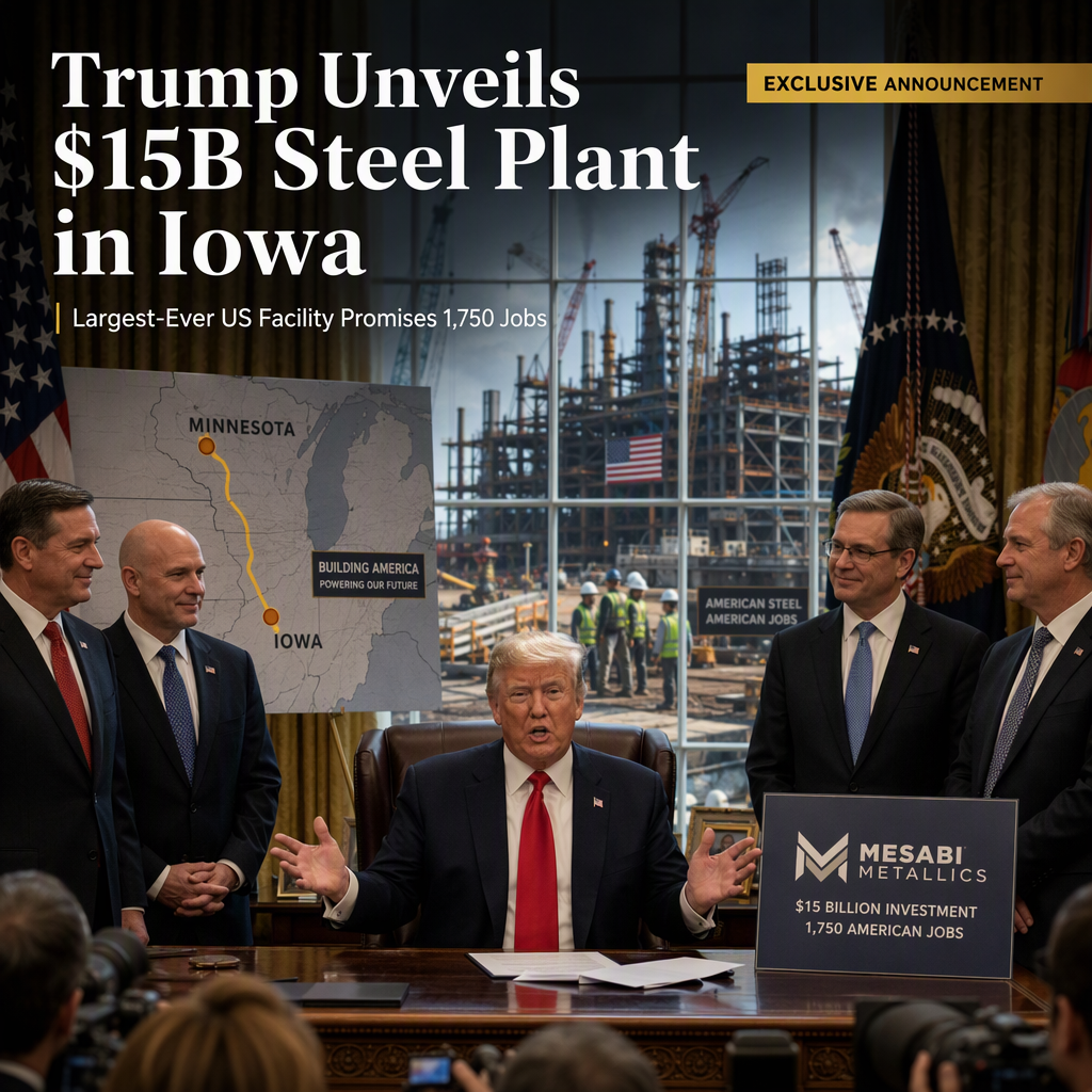 Trump Announces $15 Billion Investment for Largest-Ever US Steel Plant in Iowa
