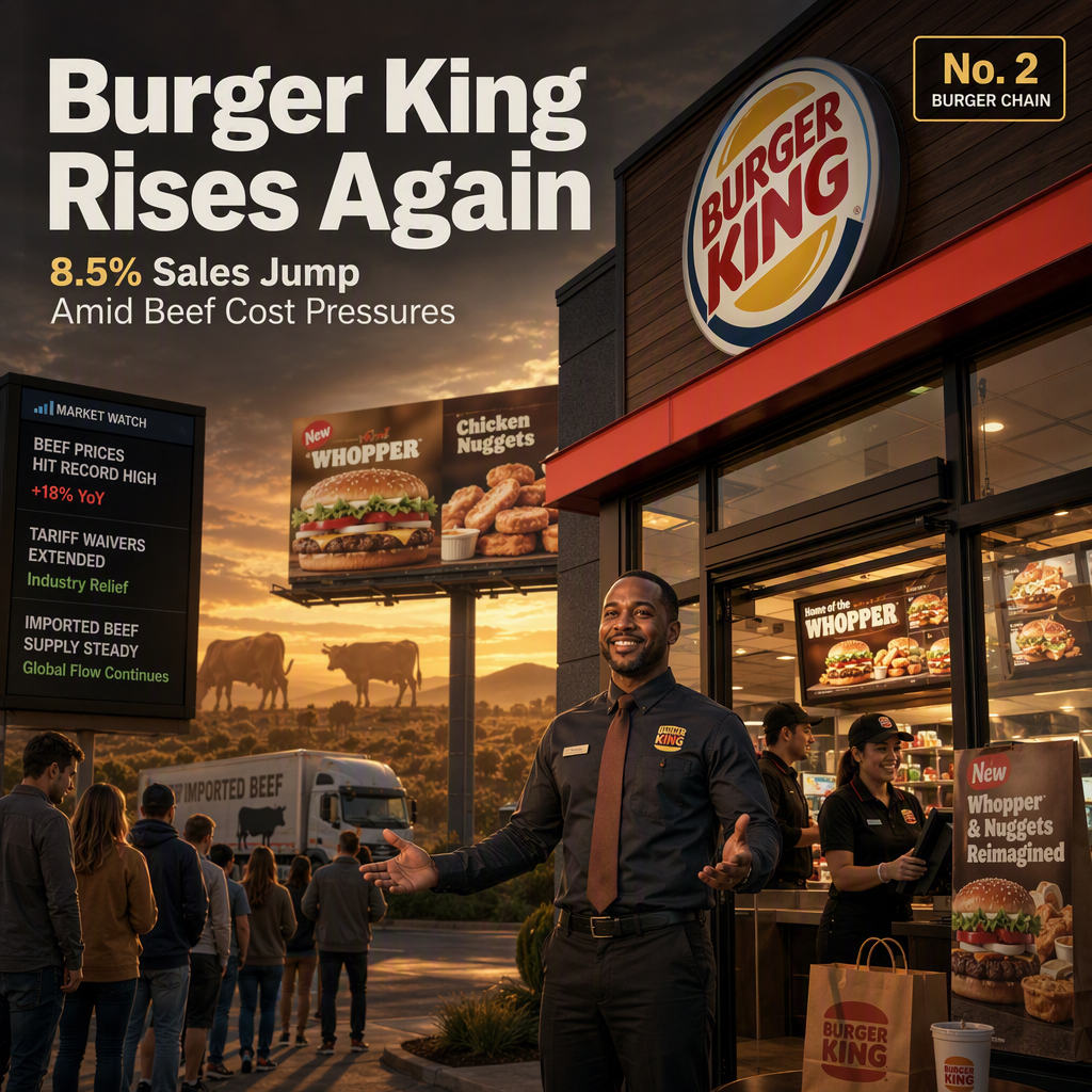 Burger King Reclaims No. 2 Spot with 8.5% Sales Jump Amid Soaring Beef Costs