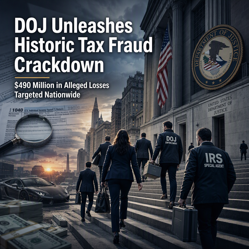 DOJ Launches First-Ever National Tax Fraud Crackdown, Targeting $490 Million in Alleged Losses